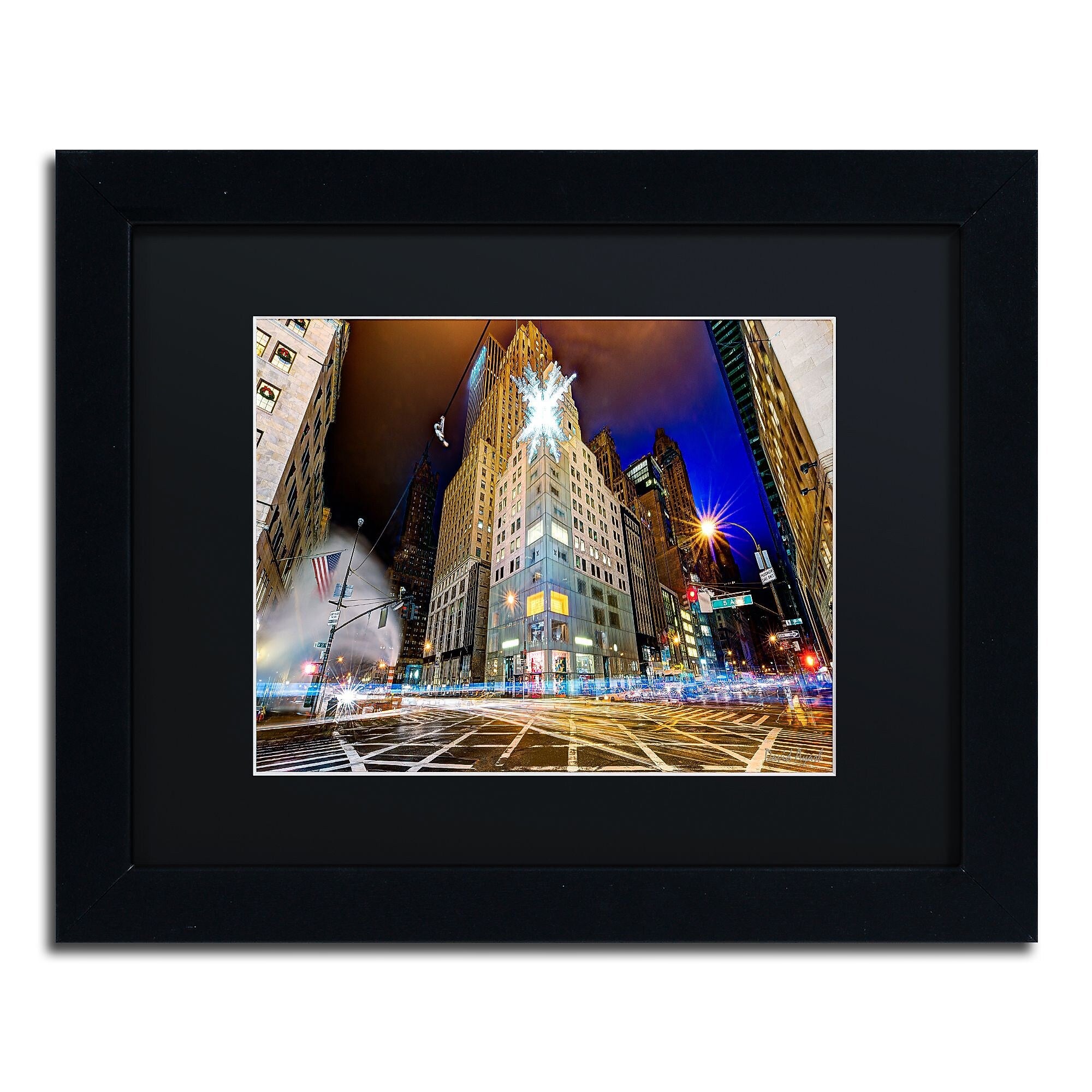 Trademark Fine Art ''Christmas in New York'' by David Ayash 11" x 14" Black Matted Black Frame (MA0630-B1114BMF)