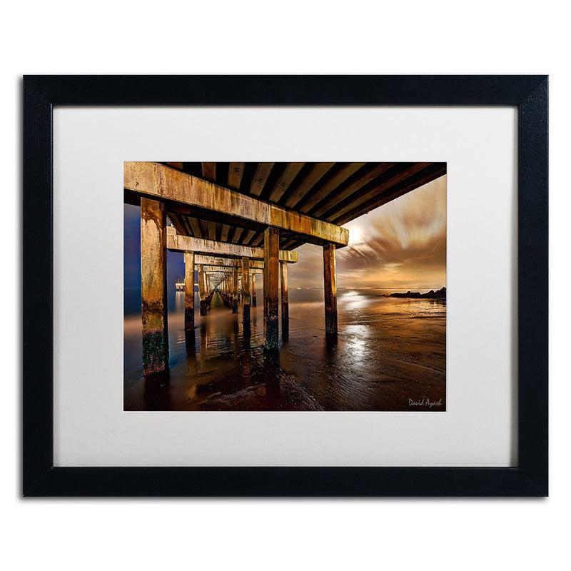 Trademark Fine Art ''Coney Island Pier by Moonlight'' by David Ayash 16" x 20" White Matted Black Frame (MA0631-B1620MF)