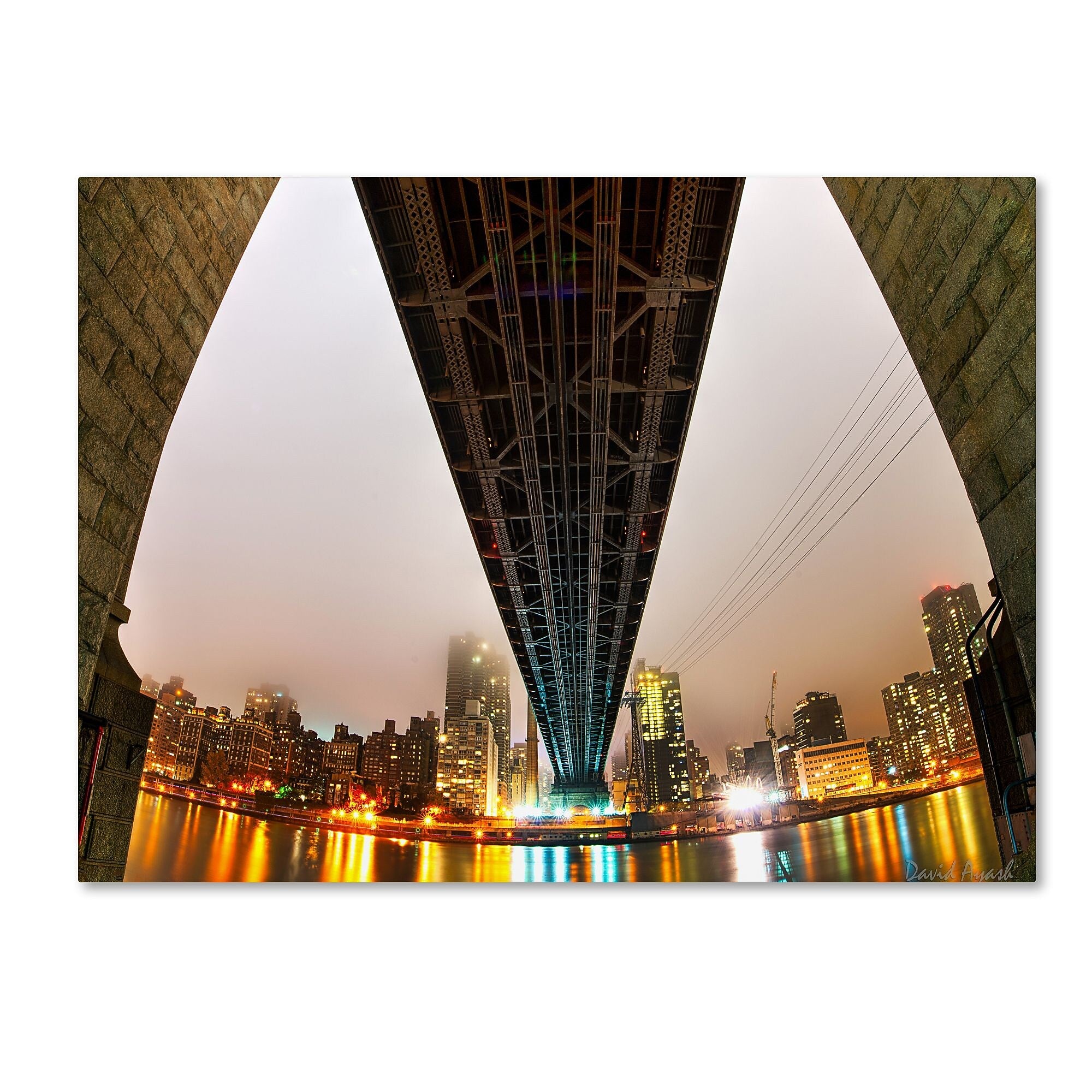Trademark Fine Art ''Under the Qeensboro Bridge'' by David Ayash 35" x 47" Canvas Art (MA0633-C3547GG)