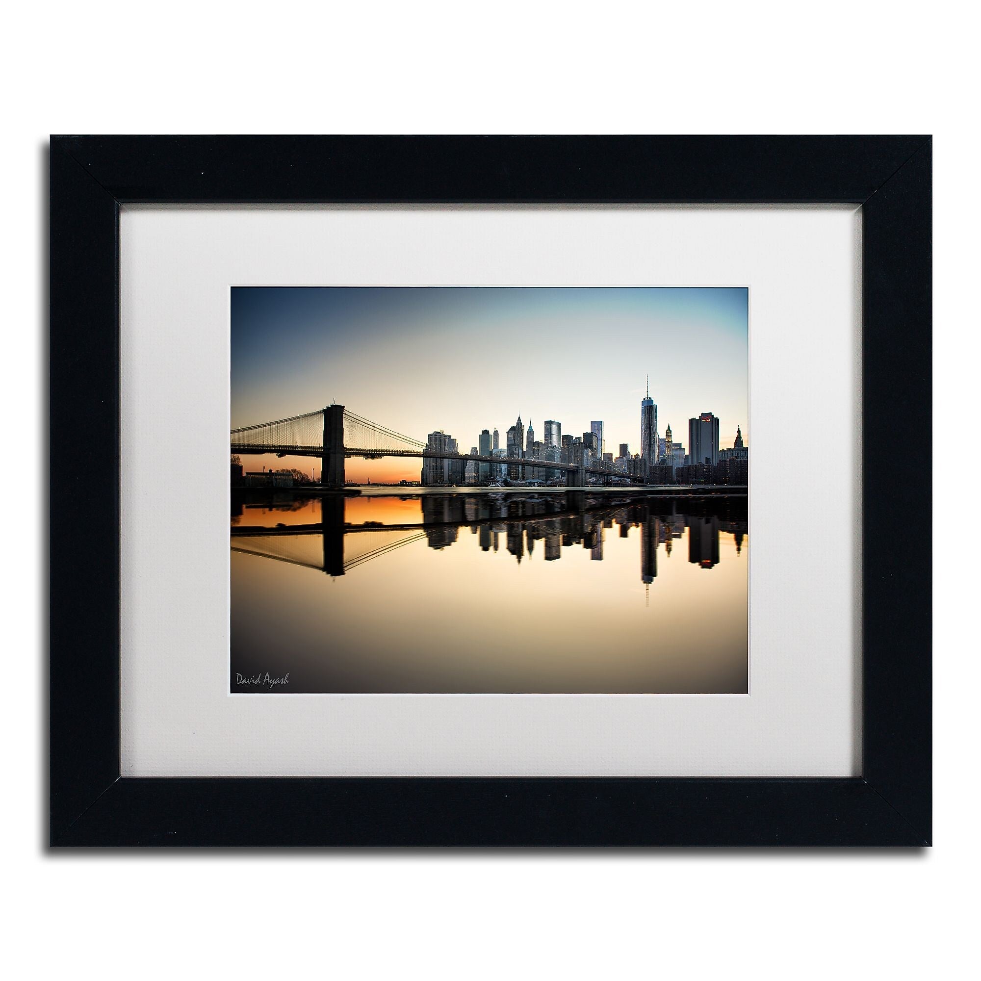 Trademark Fine Art ''Downtown NY'' by David Ayash 11" x 14" White Matted Black Frame (MA0636-B1114MF)