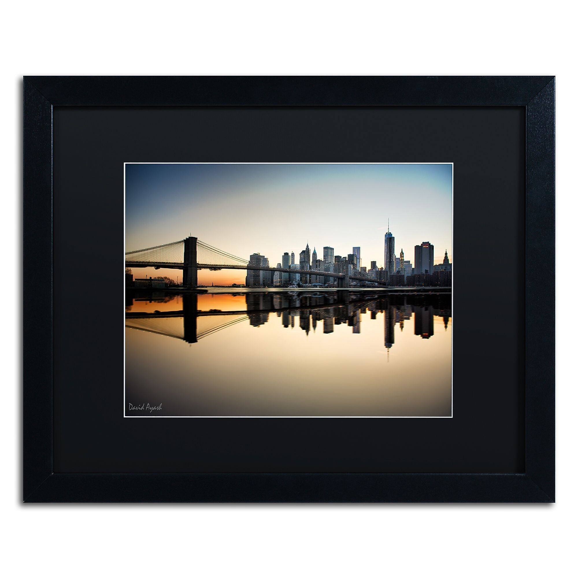 Trademark Fine Art ''Downtown NY'' by David Ayash 16" x 20" Black Matted Black Frame (MA0636-B1620BMF)