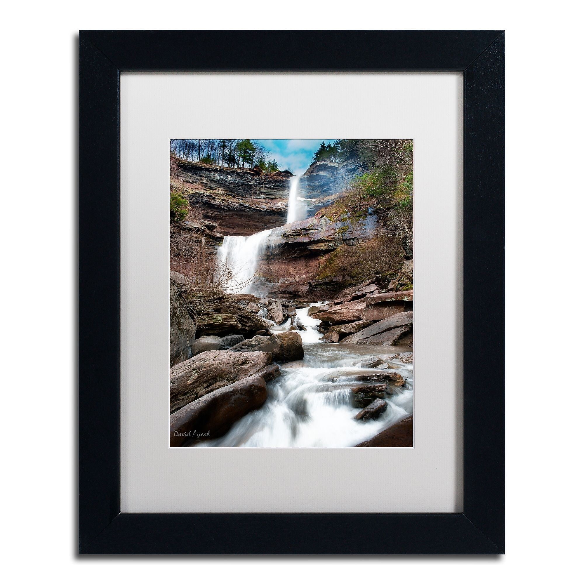 Trademark Fine Art ''Katerskill Fall'' by David Ayash 11" x 14" White Matted Black Frame (MA0638-B1114MF)