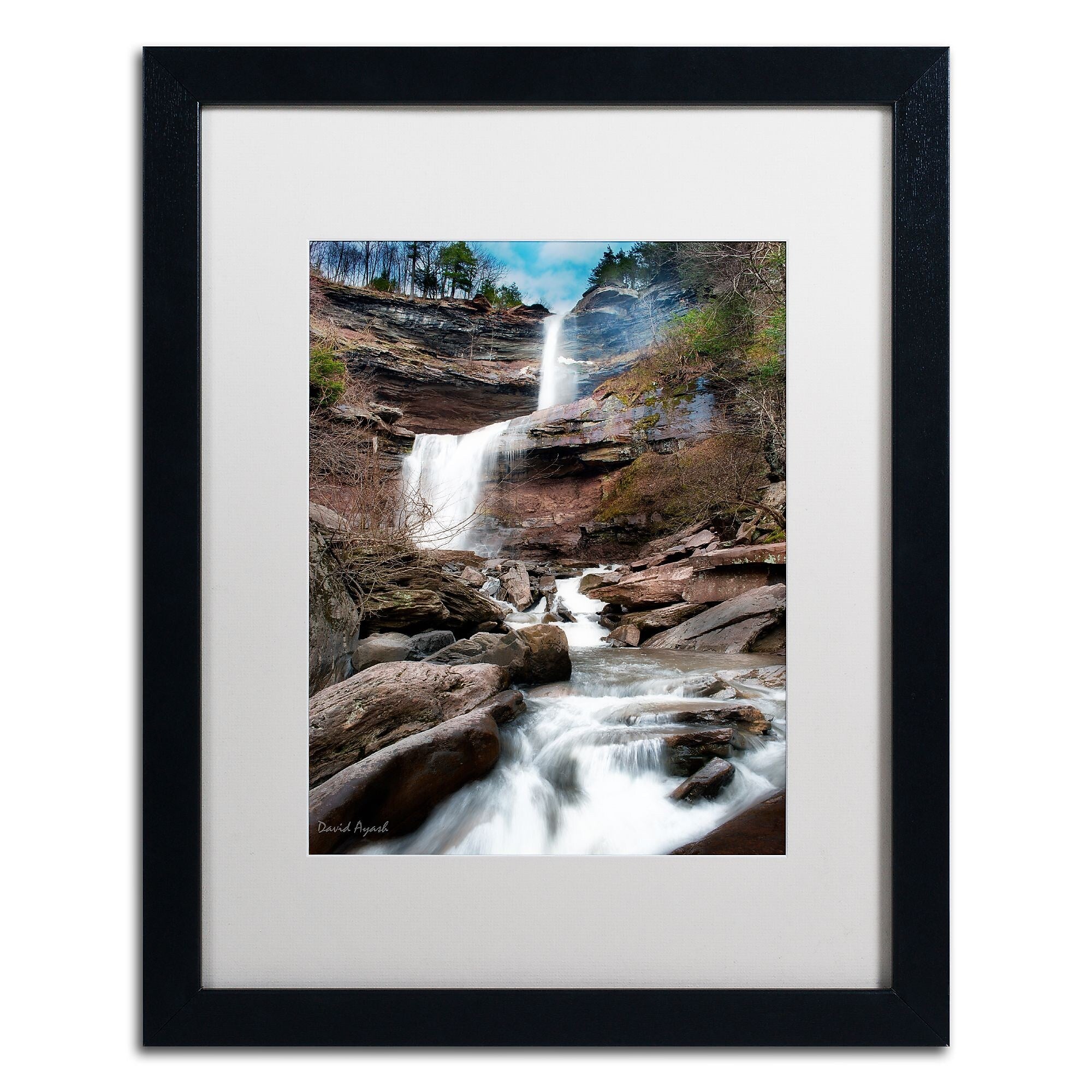 Trademark Fine Art ''Katerskill Fall'' by David Ayash 16" x 20" White Matted Black Frame (MA0638-B1620MF)