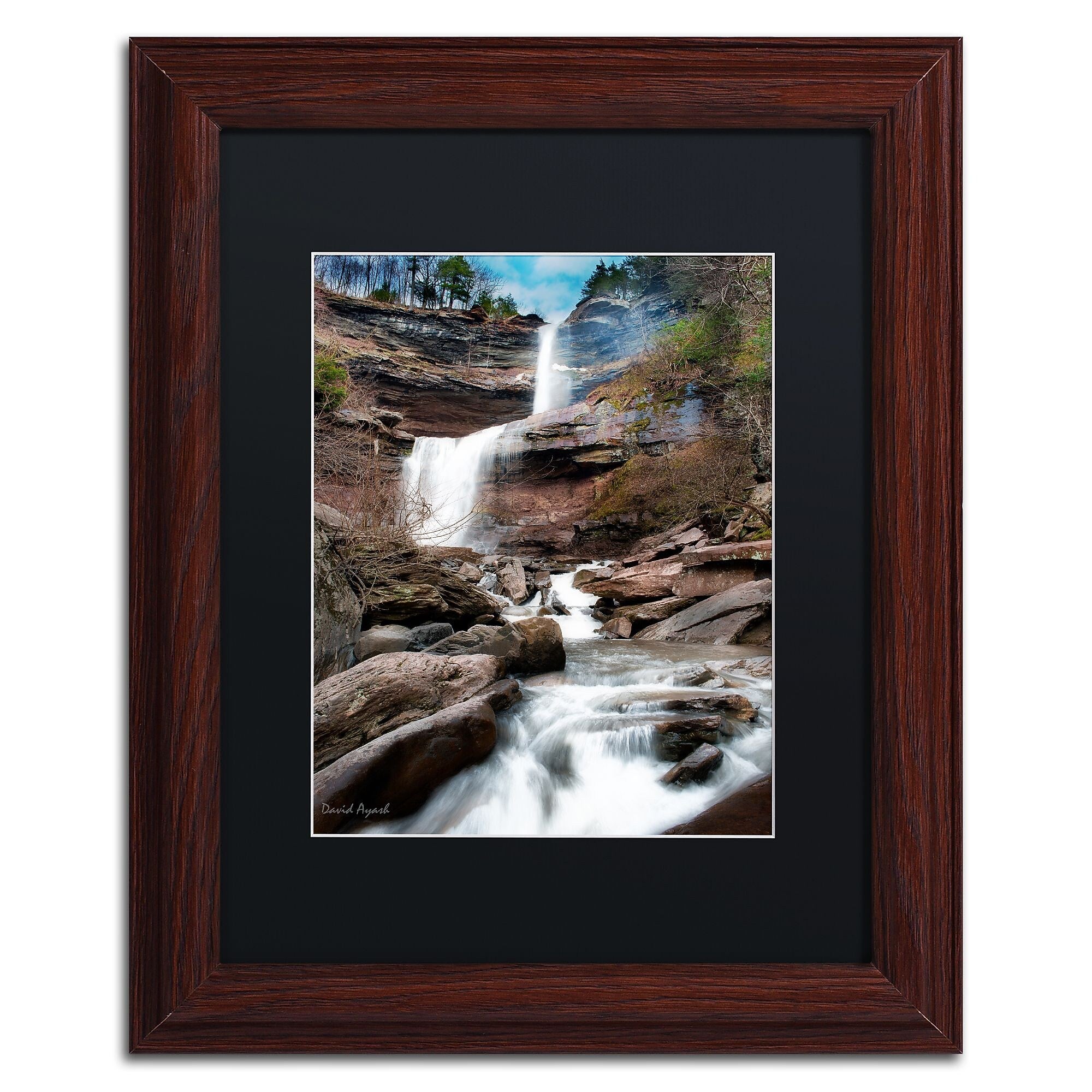 Trademark Fine Art ''Katerskill Fall'' by David Ayash 11" x 14" Black Matted Wood Frame (MA0638-W1114BMF)