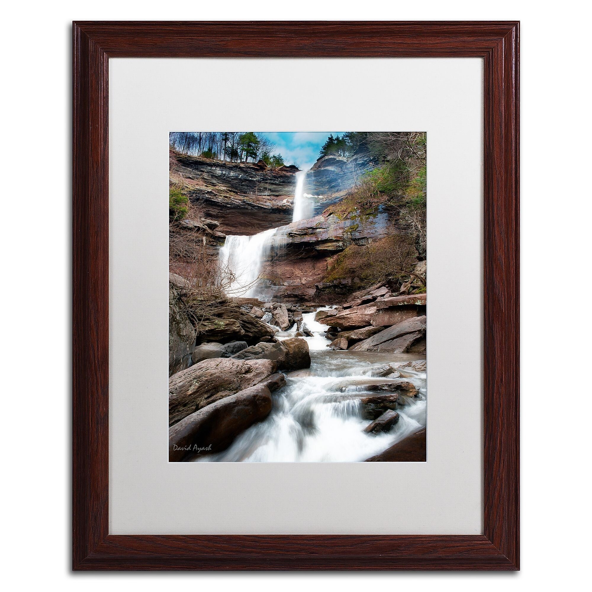 Trademark Fine Art ''Katerskill Fall'' by David Ayash 16" x 20" White Matted Wood Frame (MA0638-W1620MF)