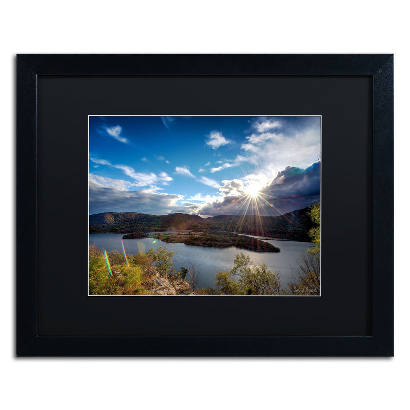 Trademark Fine Art ''Sunset Over the Hudson'' by David Ayash 16" x 20" Black Matted Black Frame (MA0642-B1620BMF)
