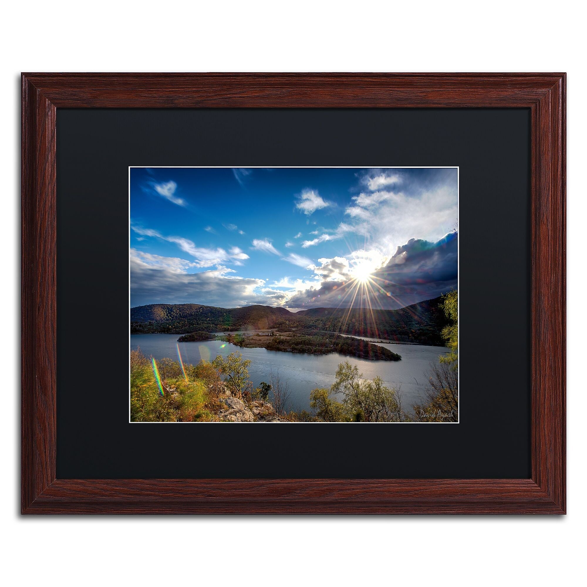 Trademark Fine Art ''Sunset Over the Hudson'' by David Ayash 16" x 20" Black Matted Wood Frame (MA0642-W1620BMF)