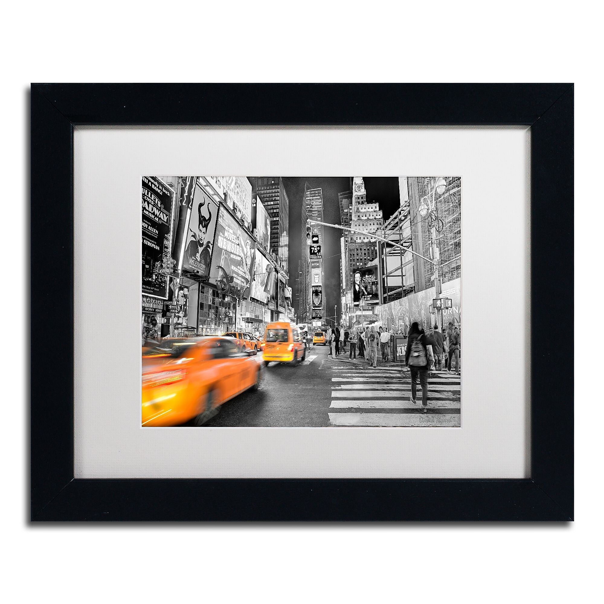 Trademark Fine Art ''Times Square'' by David Ayash 11" x 14" White Matted Black Frame (MA0643-B1114MF)