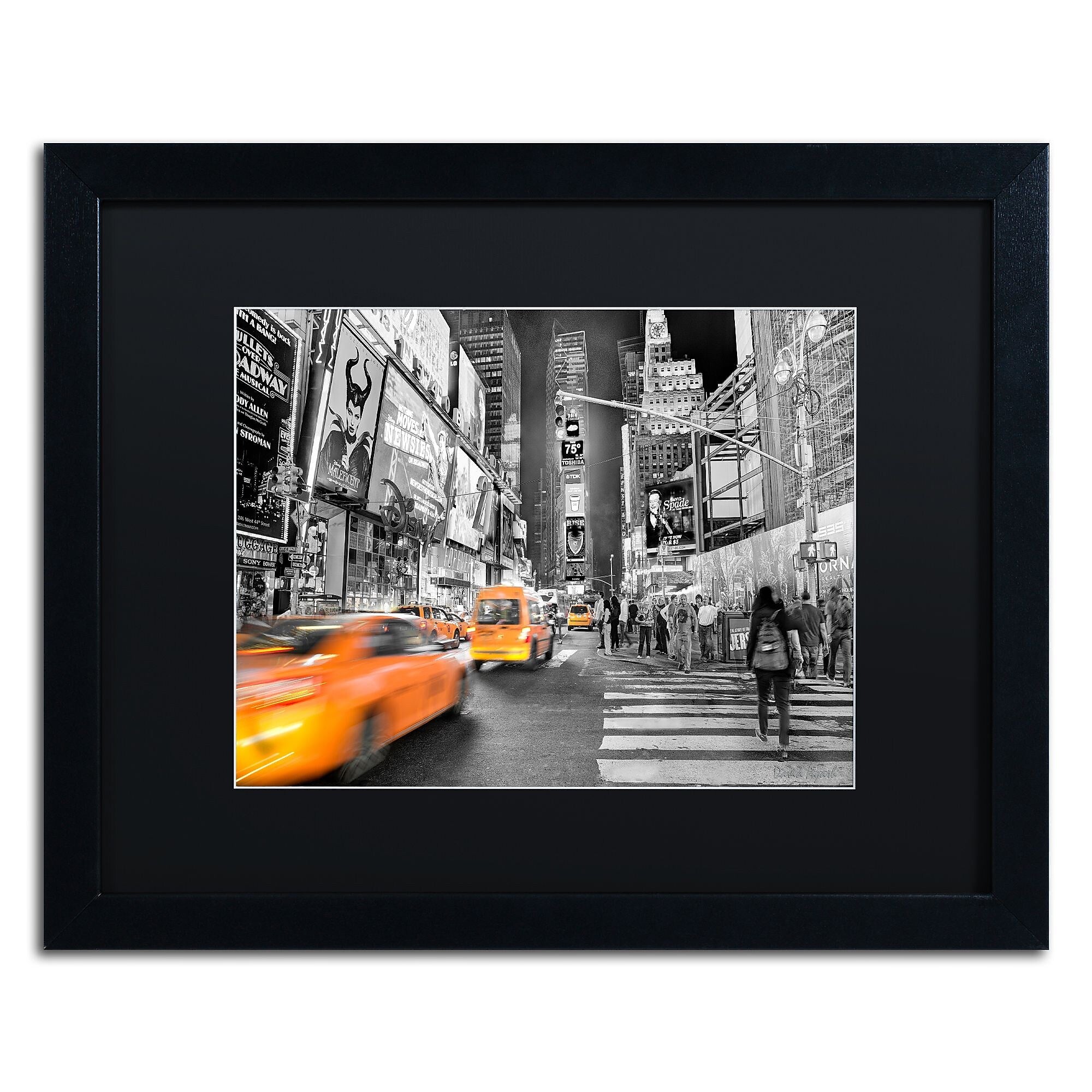 Trademark Fine Art ''Times Square'' by David Ayash 16" x 20" Black Matted Black Frame (MA0643-B1620BMF)