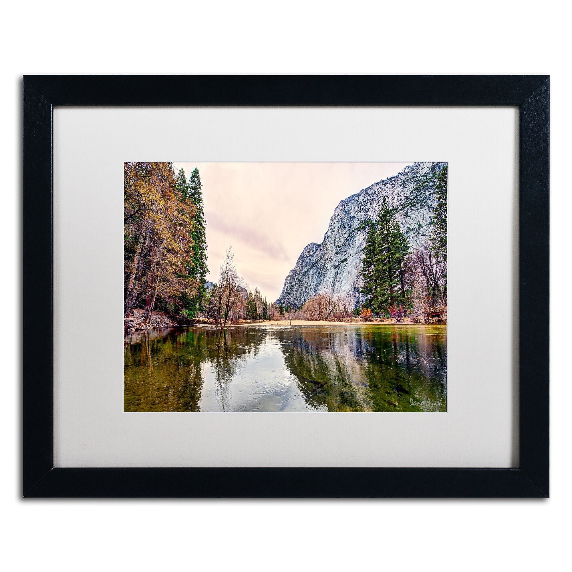 Trademark Fine Art ''Yosemite Valley'' by David Ayash 16" x 20" White Matted Black Frame (MA0645-B1620MF)