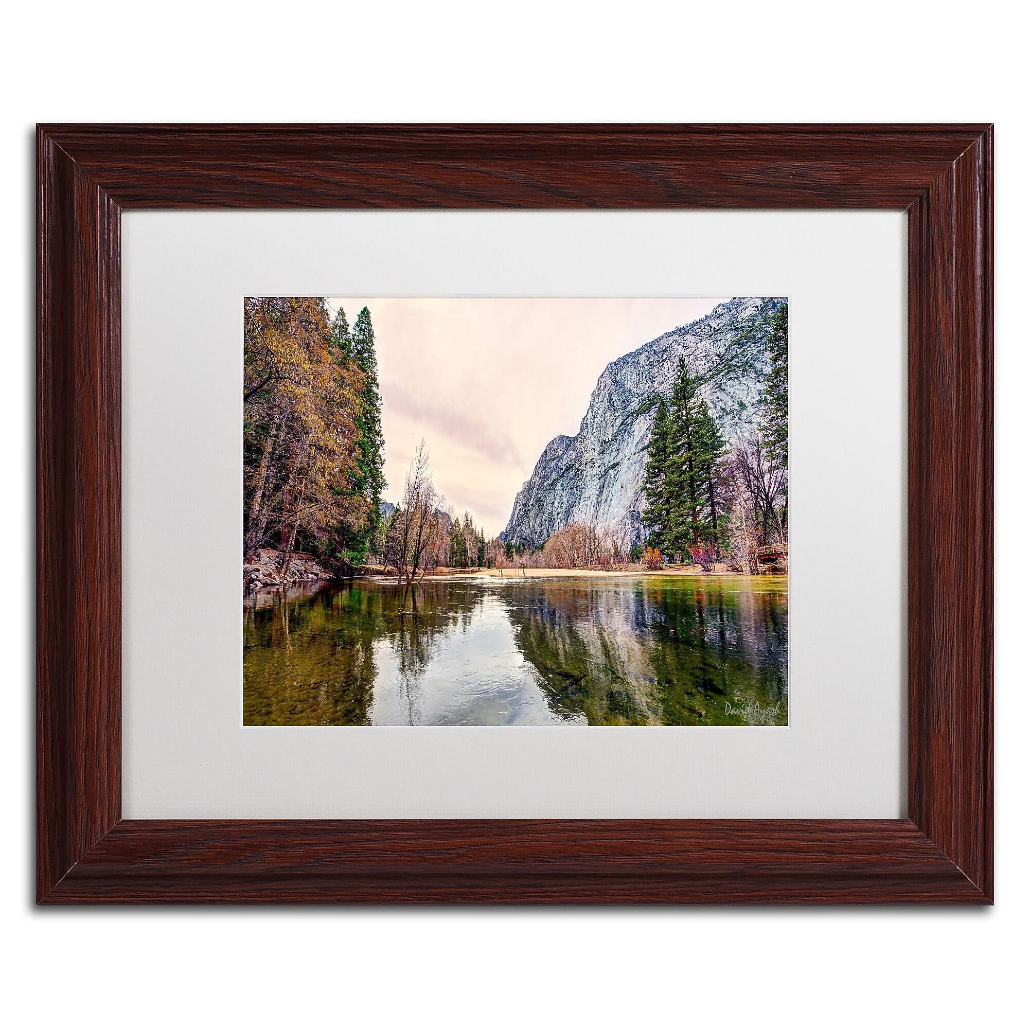 Trademark Fine Art ''Yosemite Valley'' by David Ayash 11" x 14" White Matted Wood Frame (MA0645-W1114MF)