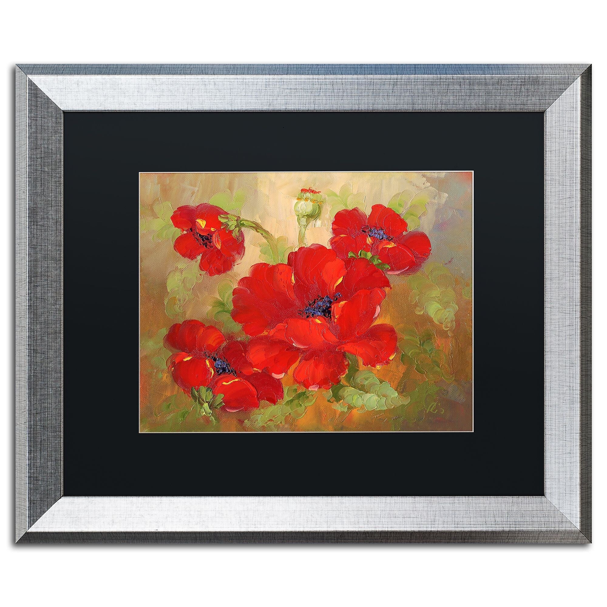 Trademark Fine Art ''Poppies'' by Rio 16" x 20" Black Matted Silver Frame (MA077-S1620BMF)