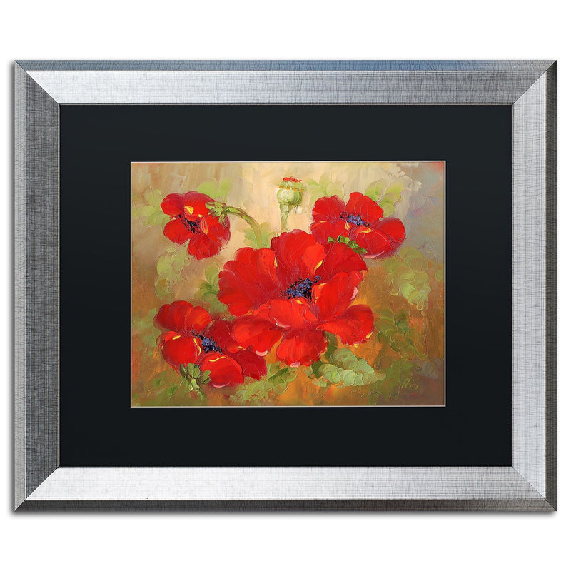 Trademark Fine Art ''Poppies'' by Rio 16" x 20" Black Matted Silver Frame (MA077-S1620BMF)