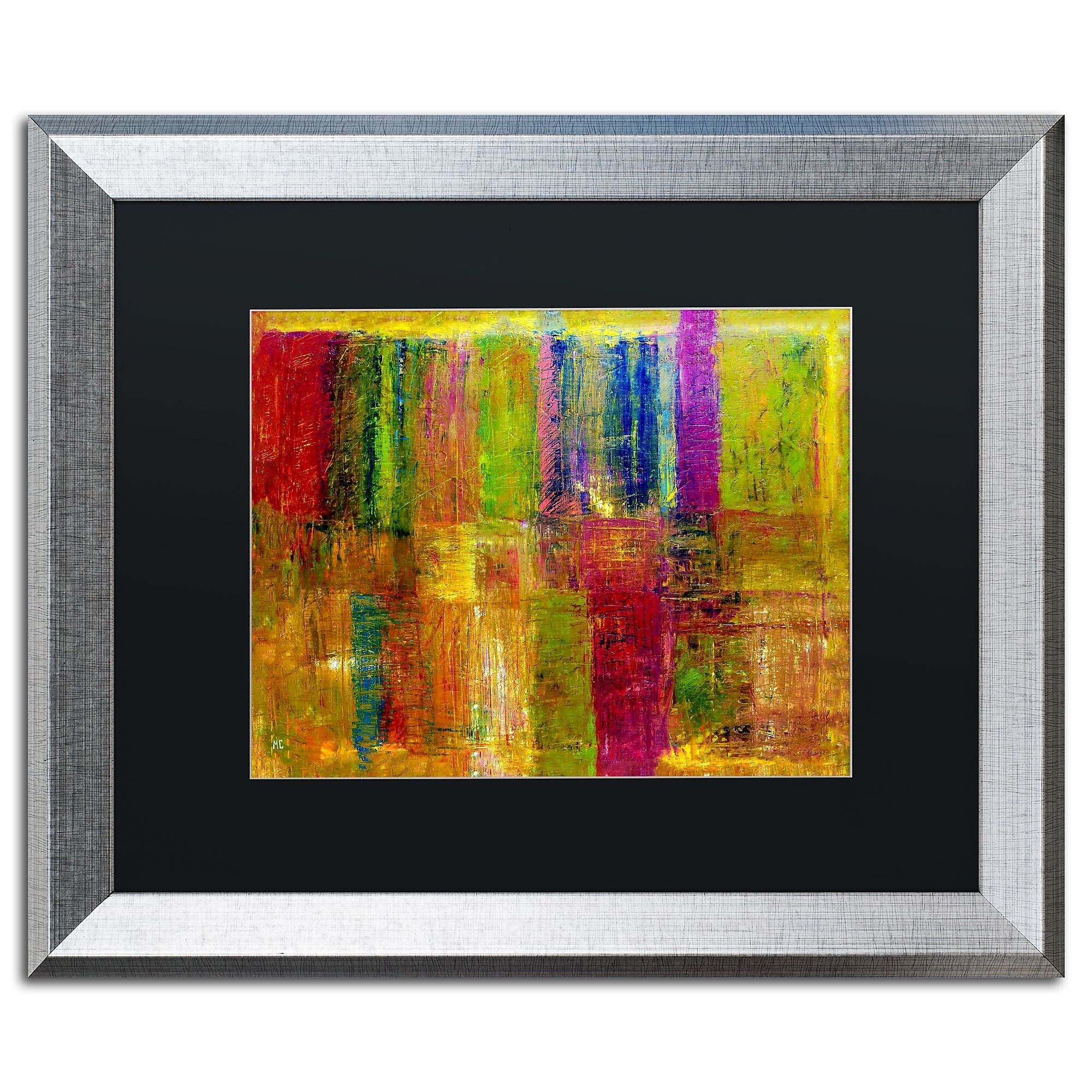 Trademark Fine Art ''Color Abstract'' by Michelle Calkins 16" x 20" Black Matted Silver Frame (MC017-S1620BMF)