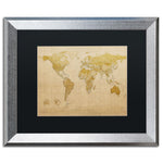 Trademark Fine Art ''Antique World Map'' by Michael Tompsett 16" x 20" Black Matted Silver Frame (MT0001-S1620BMF)