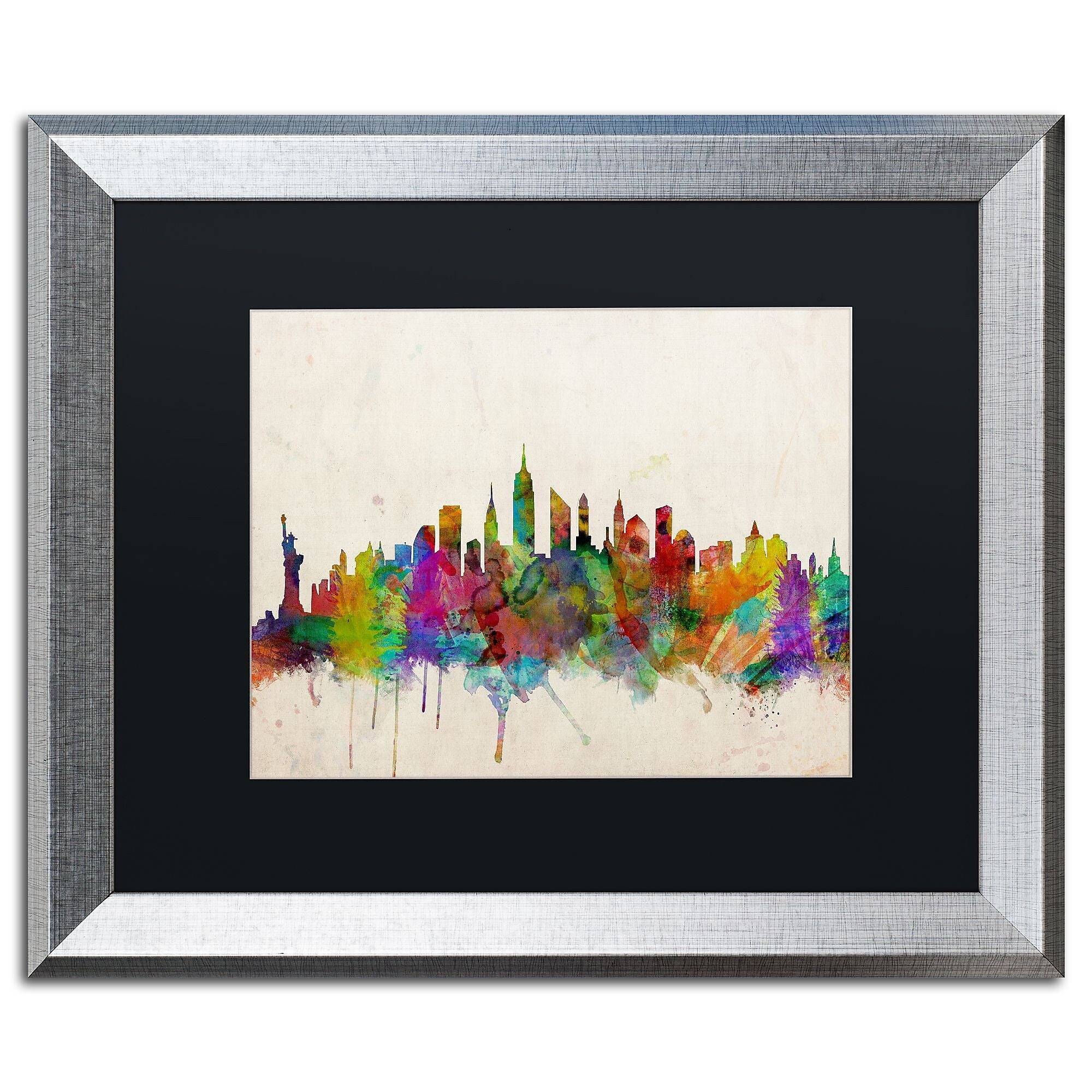 Trademark Fine Art ''New York Skyline'' by Michael Tompsett 16" x 20" Black Matted Silver Frame (MT0187-S1620BMF)