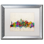 Trademark Fine Art ''New York Skyline'' by Michael Tompsett 16" x 20" White Matted Silver Frame (MT0187-S1620MF)