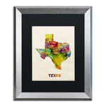 Trademark Fine Art ''Texas Map'' by Michael Tompsett 16" x 20" Black Matted Silver Frame (MT0320-S1620BMF)