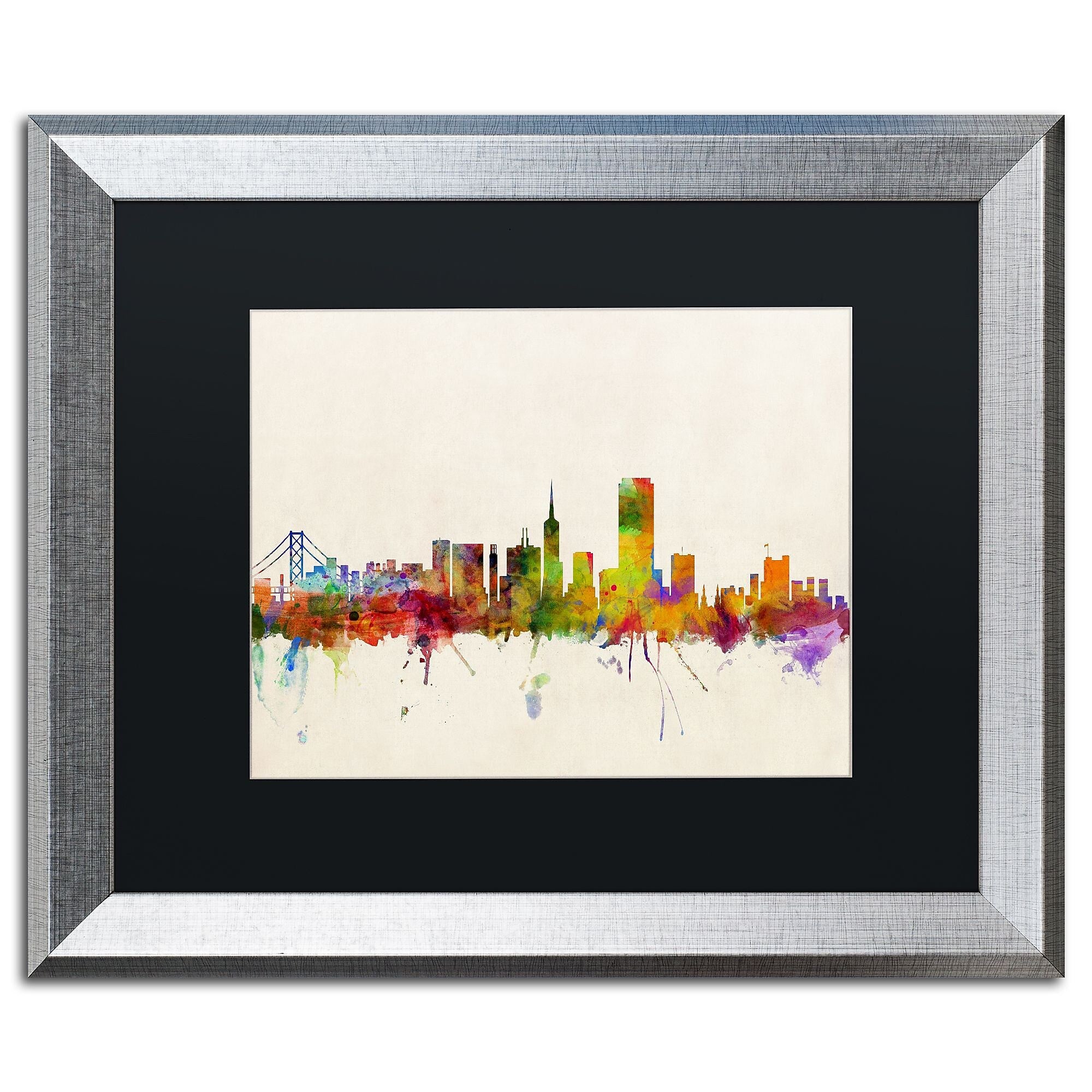 Trademark Fine Art ''San Francisco CA'' by Michael Tompsett 16" x 20" Black Matted Silver Frame (MT0371-S1620BMF)