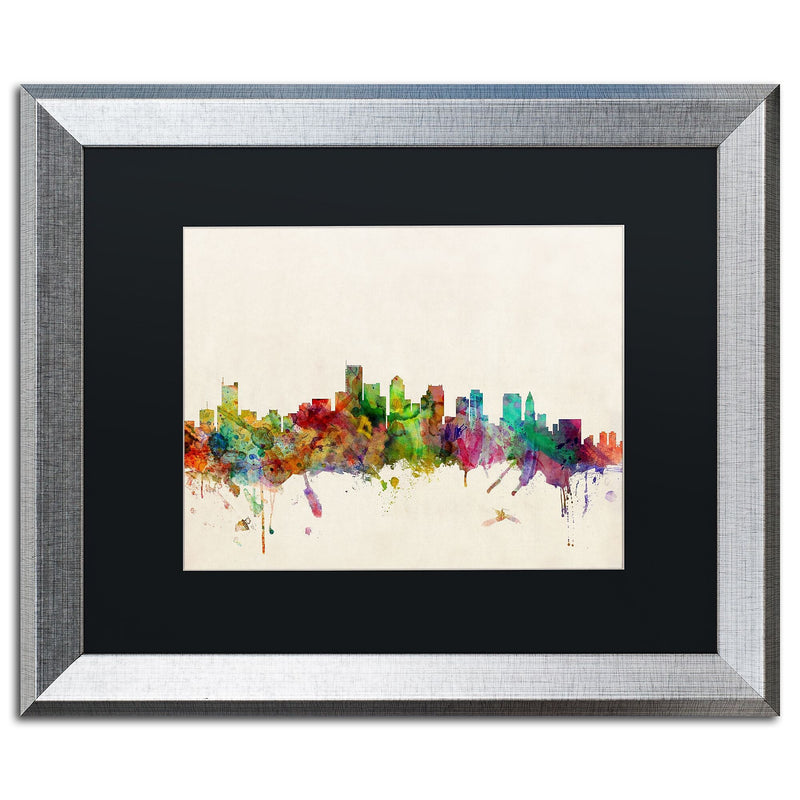 Trademark Fine Art ''Boston MA'' by Michael Tompsett 16" x 20" Black Matted Silver Frame (MT0382-S1620BMF)