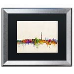 Trademark Fine Art ''Washington DC Skyline'' by Michael Tompsett 16" x 20" Black Matted Silver Frame (MT0427-S1620BMF)