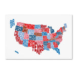 Trademark Fine Art ''United States Typography Text Map'' by Michael Tompsett 16" x 24" Canvas Art (MT0504-C1624GG)