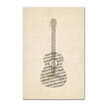 Trademark Fine Art ''Acoustic Guitar Old Sheet Music'' by Michael Tompsett 16" x 24" Canvas Art (MT0506-C1624GG)