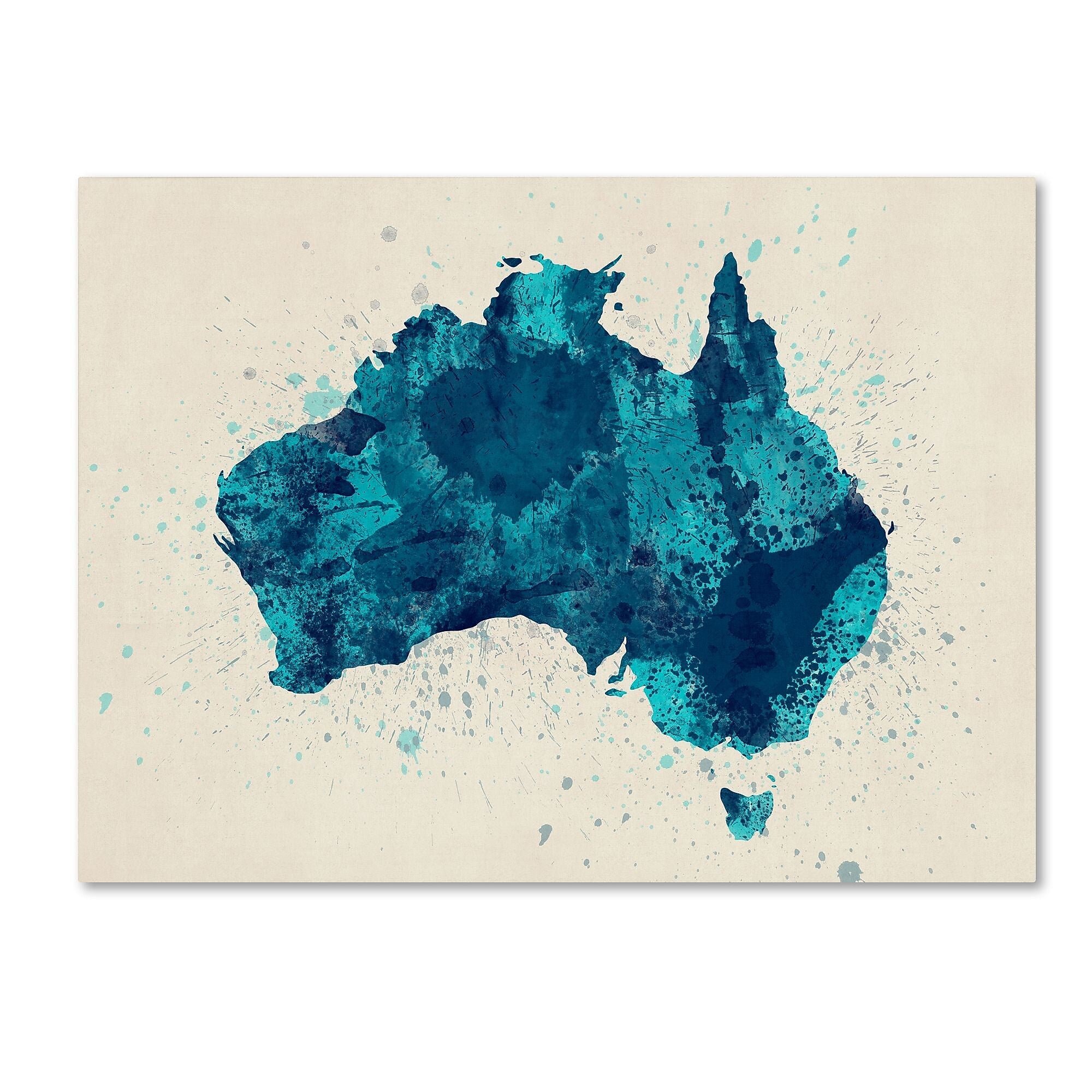 Trademark Fine Art ''Australia Paint Splashes Map 2'' by Michael Tompsett 35" x 47" Canvas Art (MT0516-C3547GG)