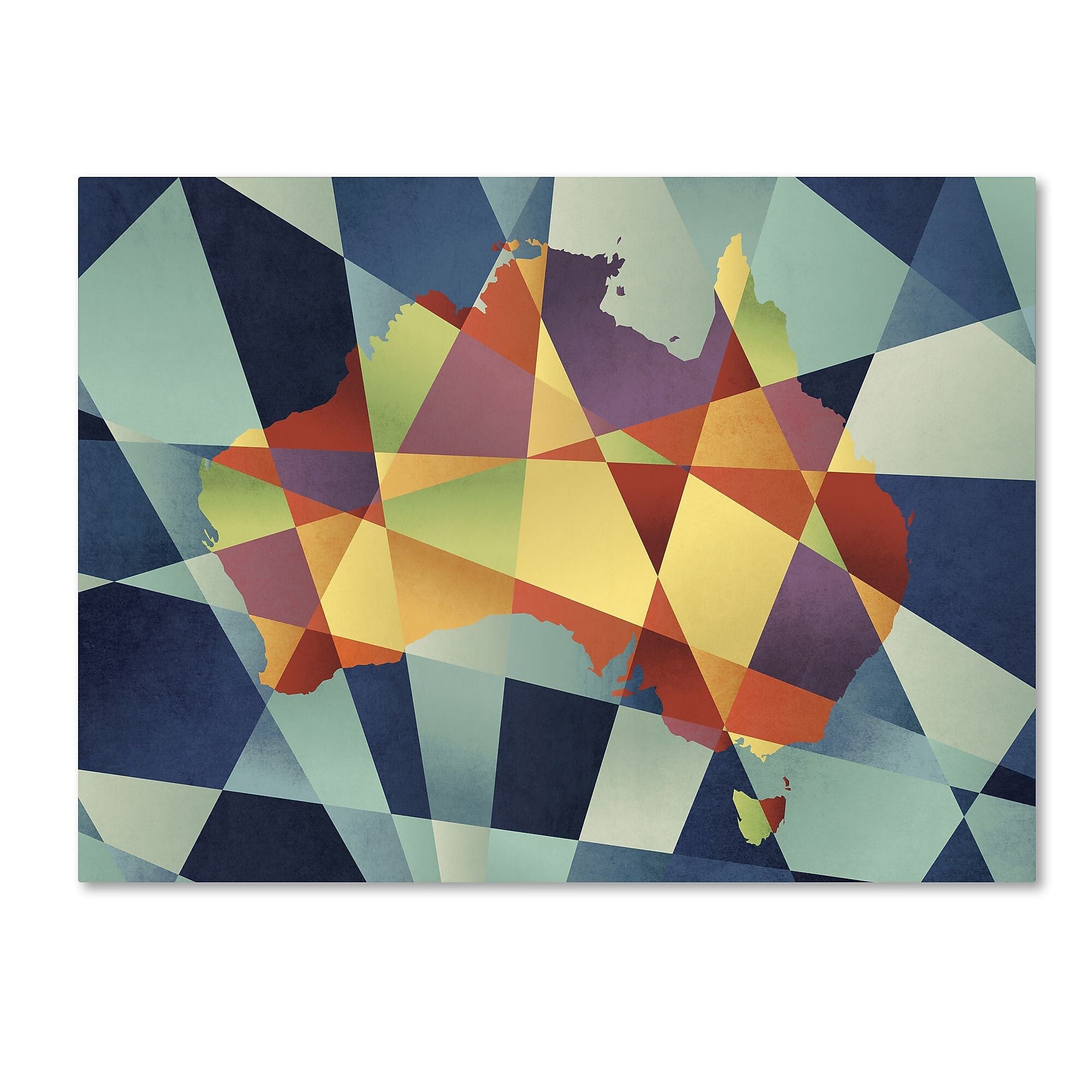 Trademark Fine Art ''Australia Geometric Retro Map'' by Michael Tompsett 35" x 47" Canvas Art (MT0517-C3547GG)
