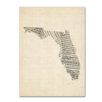 Trademark Fine Art ''Old Sheet Music Map of Florida'' by Michael Tompsett 35" x 47" Canvas Art (MT0529-C3547GG)