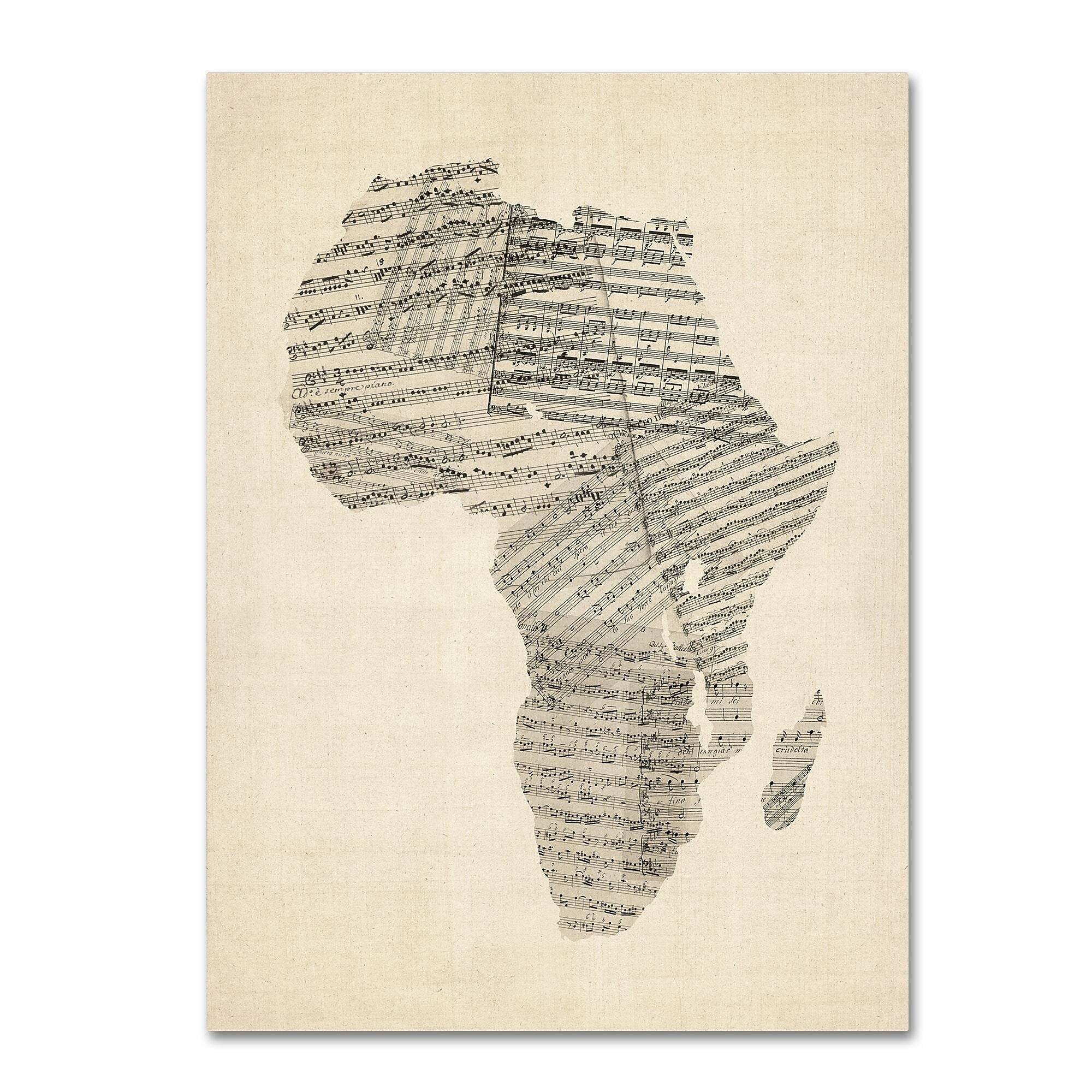 Trademark Fine Art ''Old Sheet Music Map of Africa'' by Michael Tompsett 35" x 47" Canvas Art (MT0533-C3547GG)