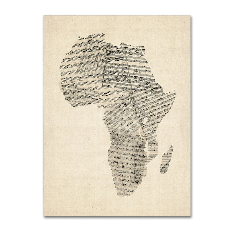 Trademark Fine Art ''Old Sheet Music Map of Africa'' by Michael Tompsett 35" x 47" Canvas Art (MT0533-C3547GG)