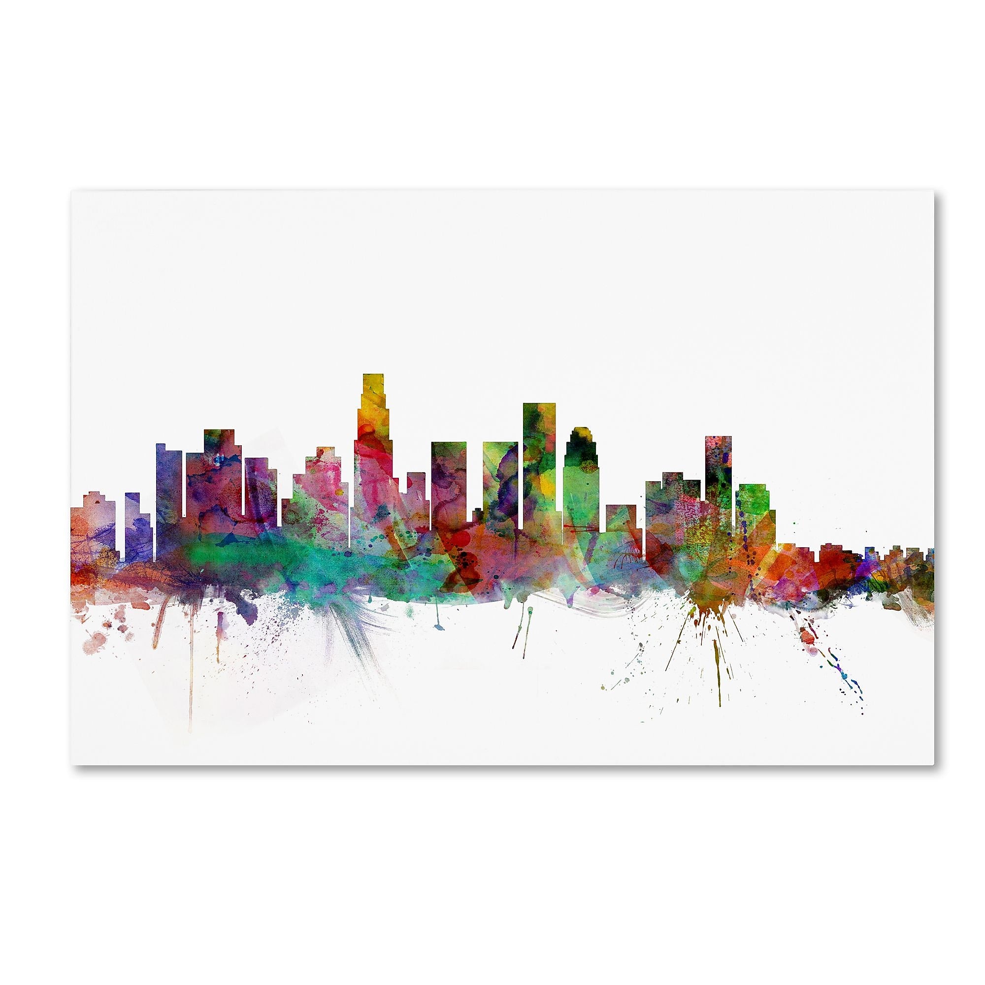 Trademark Fine Art ''Los Angeles California Skyline'' by Michael Tompsett 16" x 24" Canvas Art (MT0550-C1624GG)