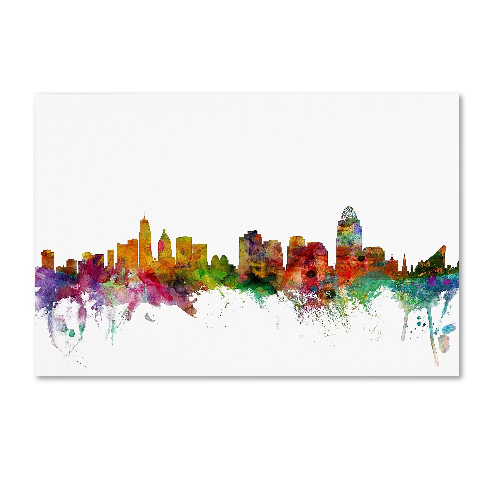 Trademark Fine Art ''Cincinnati Ohio Skyline'' by Michael Tompsett 16" x 24" Canvas Art (MT0552-C1624GG)