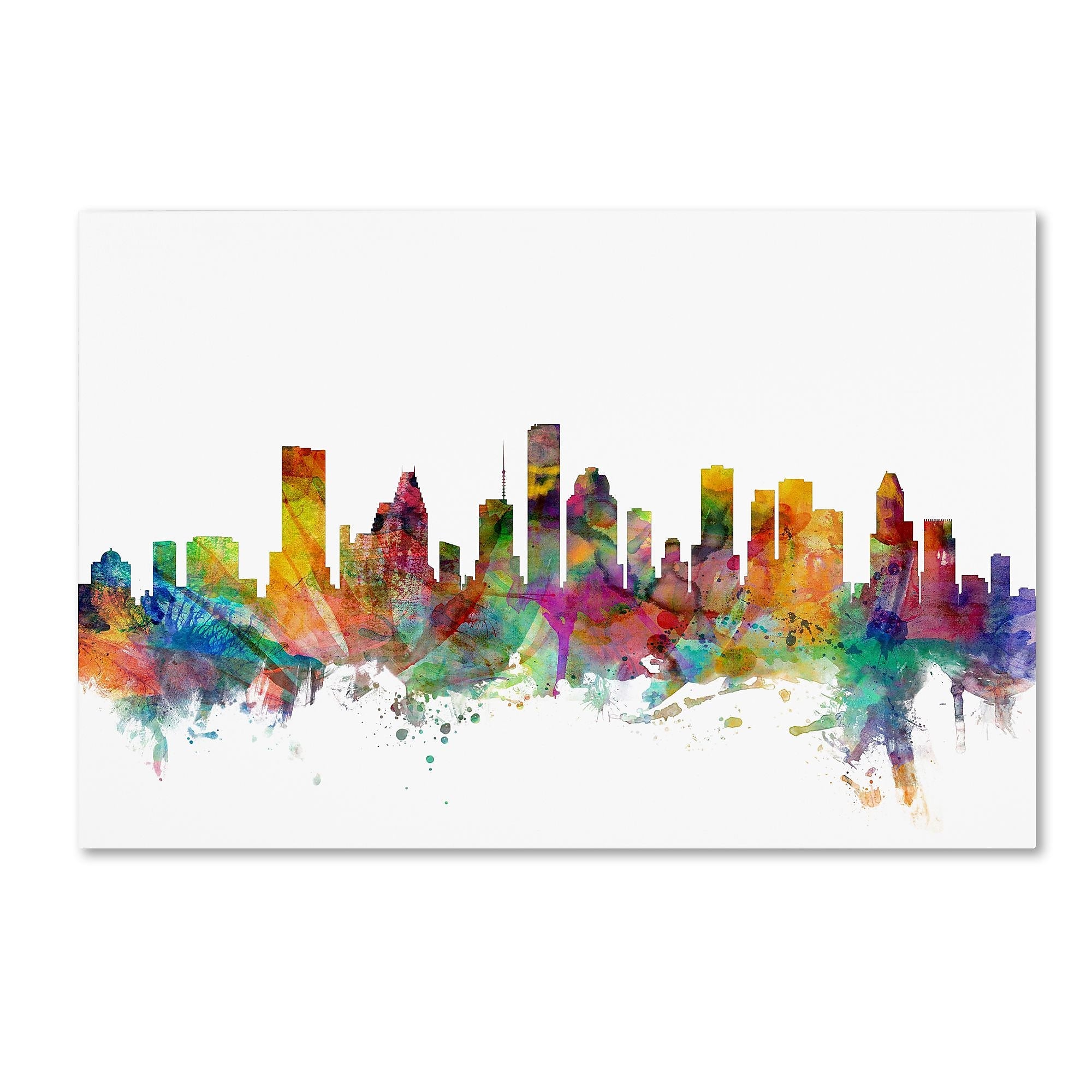 Trademark Fine Art ''Houston Texas Skyline'' by Michael Tompsett 16" x 24" Canvas Art (MT0554-C1624GG)