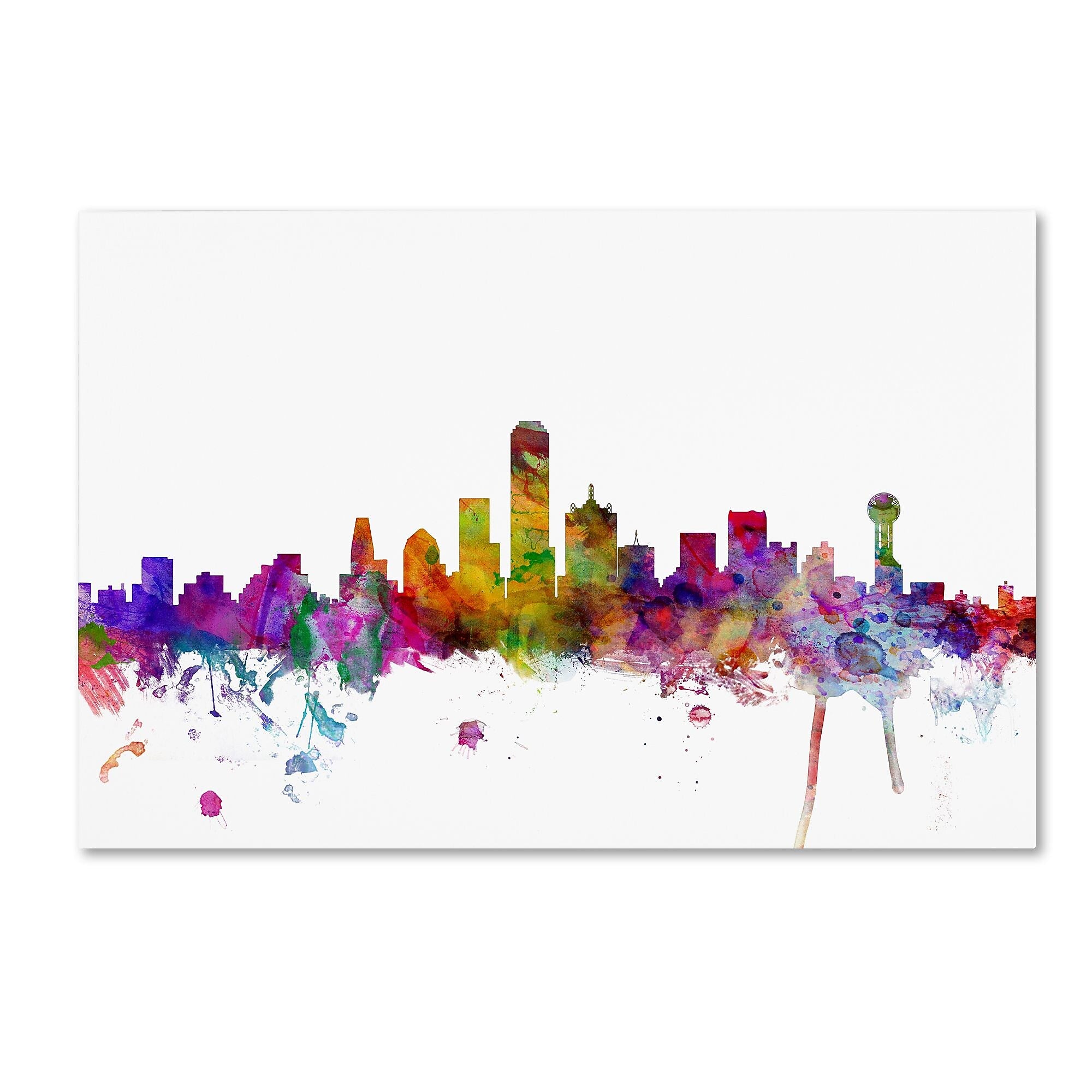 Trademark Fine Art ''Dallas Texas Skyline'' by Michael Tompsett 16" x 24" Canvas Art (MT0555-C1624GG)
