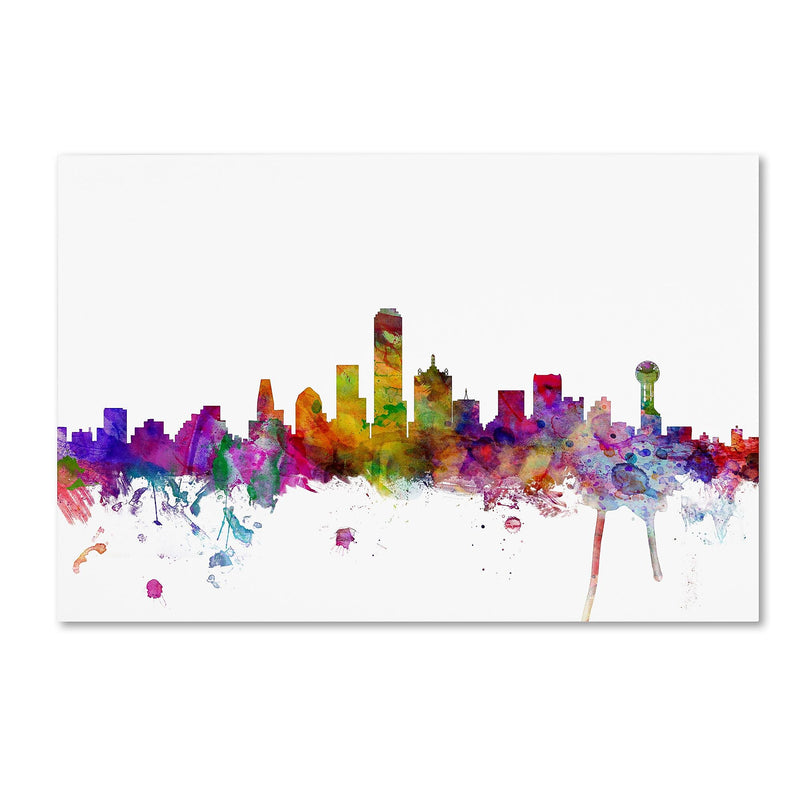 Trademark Fine Art ''Dallas Texas Skyline'' by Michael Tompsett 16" x 24" Canvas Art (MT0555-C1624GG)