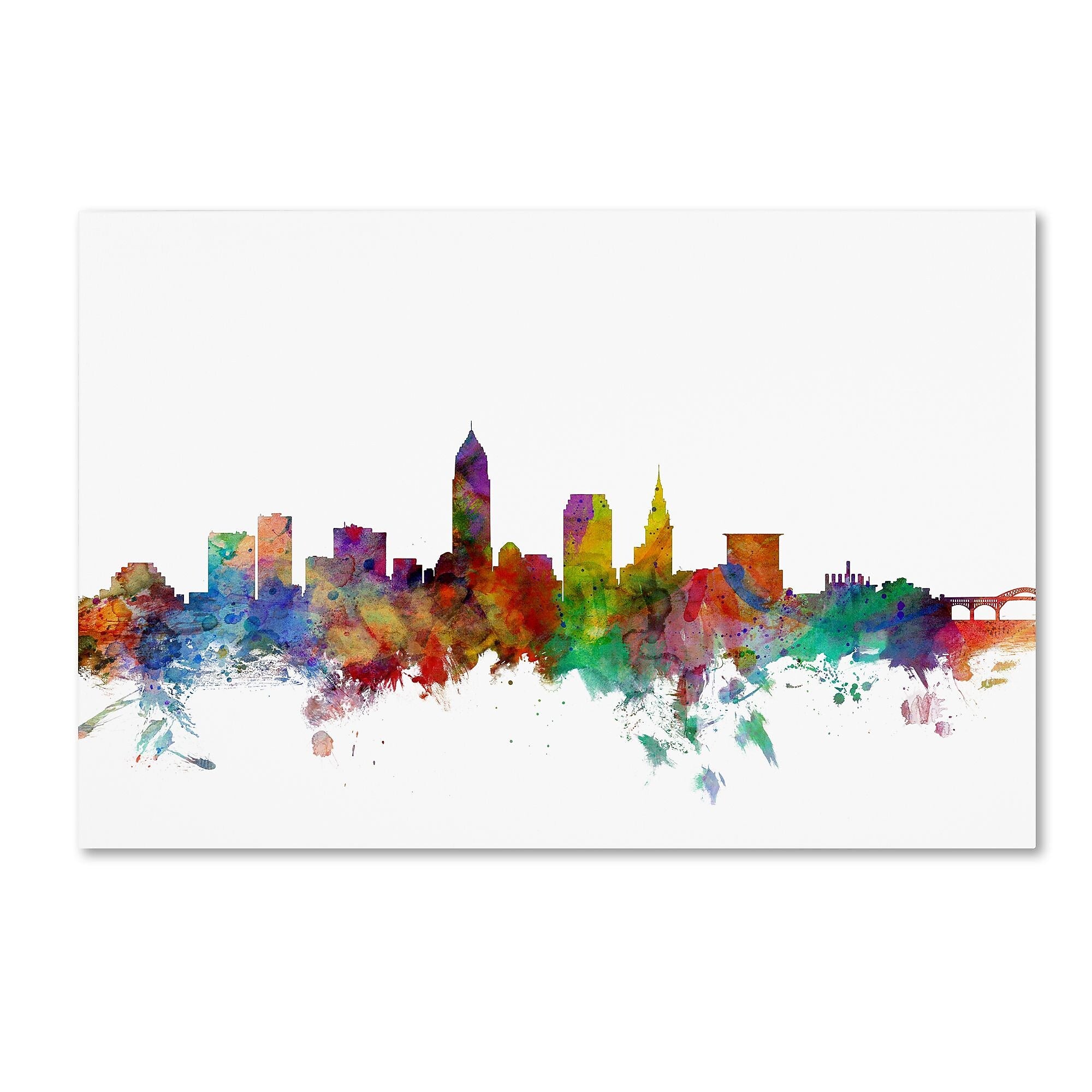 Trademark Fine Art ''Cleveland Ohio Skyline'' by Michael Tompsett 22" x 32" Canvas Art (MT0559-C2232GG)