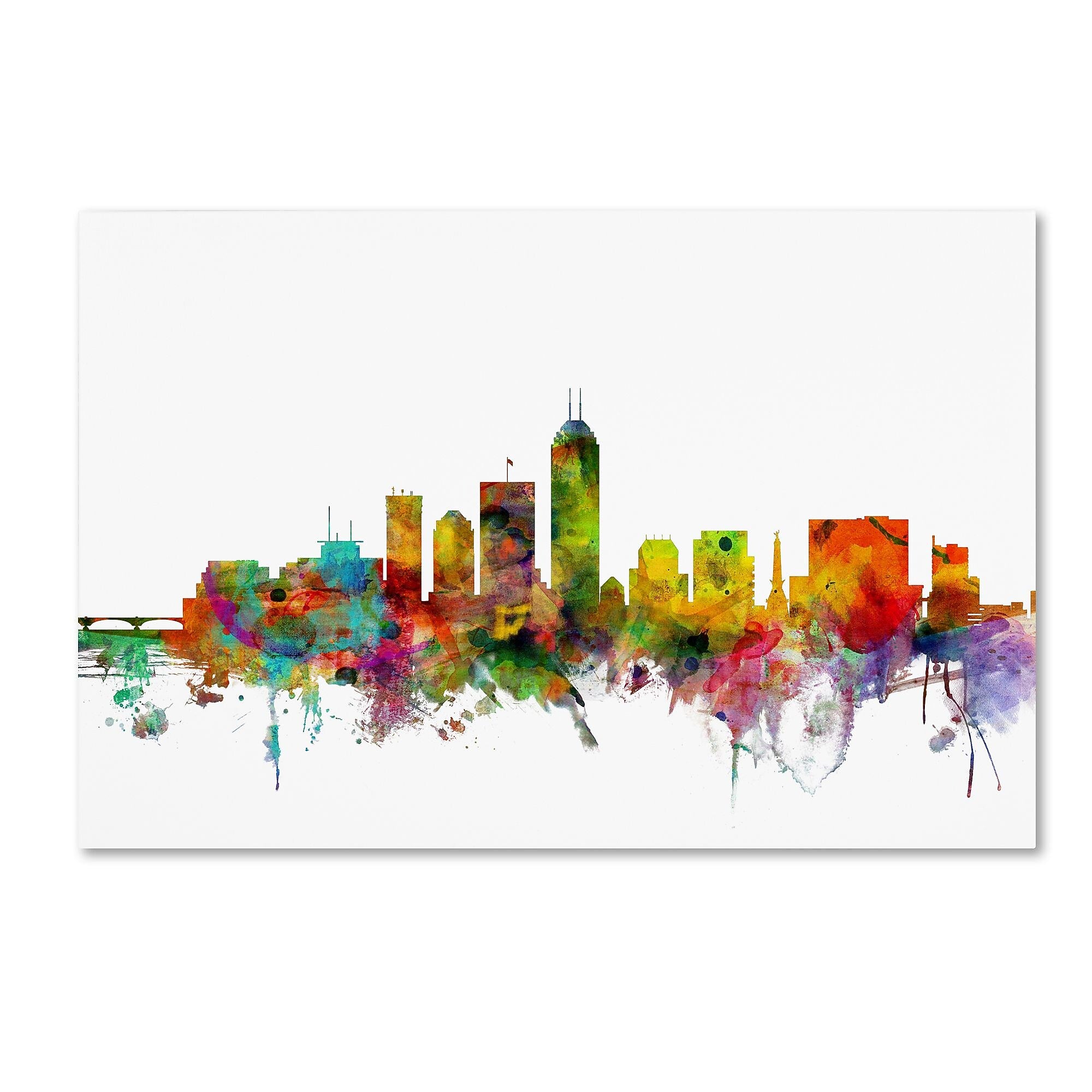 Trademark Fine Art ''Indianapolis Indiana Skyline'' by Michael Tompsett 22" x 32" Canvas Art (MT0560-C2232GG)