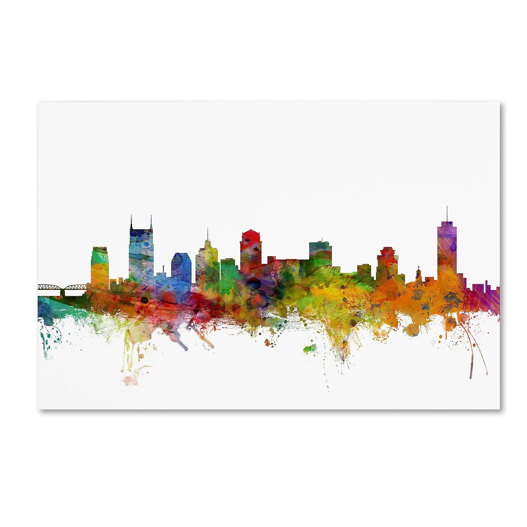 Trademark Fine Art ''Nashville Tennessee Skyline'' by Michael Tompsett 16" x 24" Canvas Art (MT0561-C1624GG)