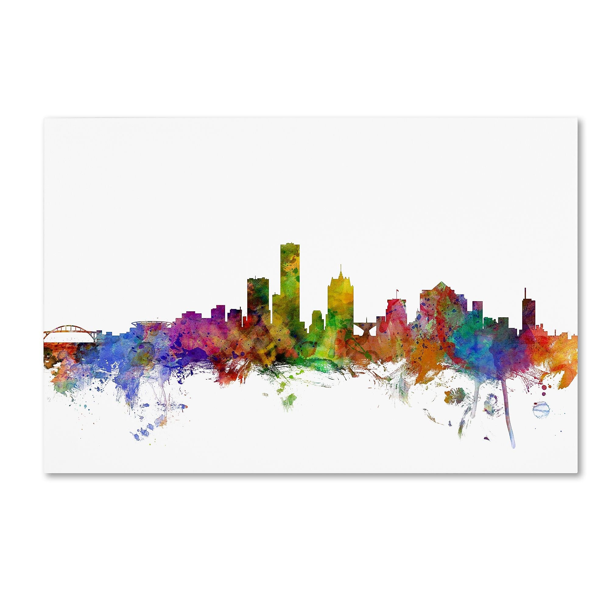 Trademark Fine Art ''Milwaukee Wisconsin Skyline'' by Michael Tompsett 16" x 24" Canvas Art (MT0562-C1624GG)