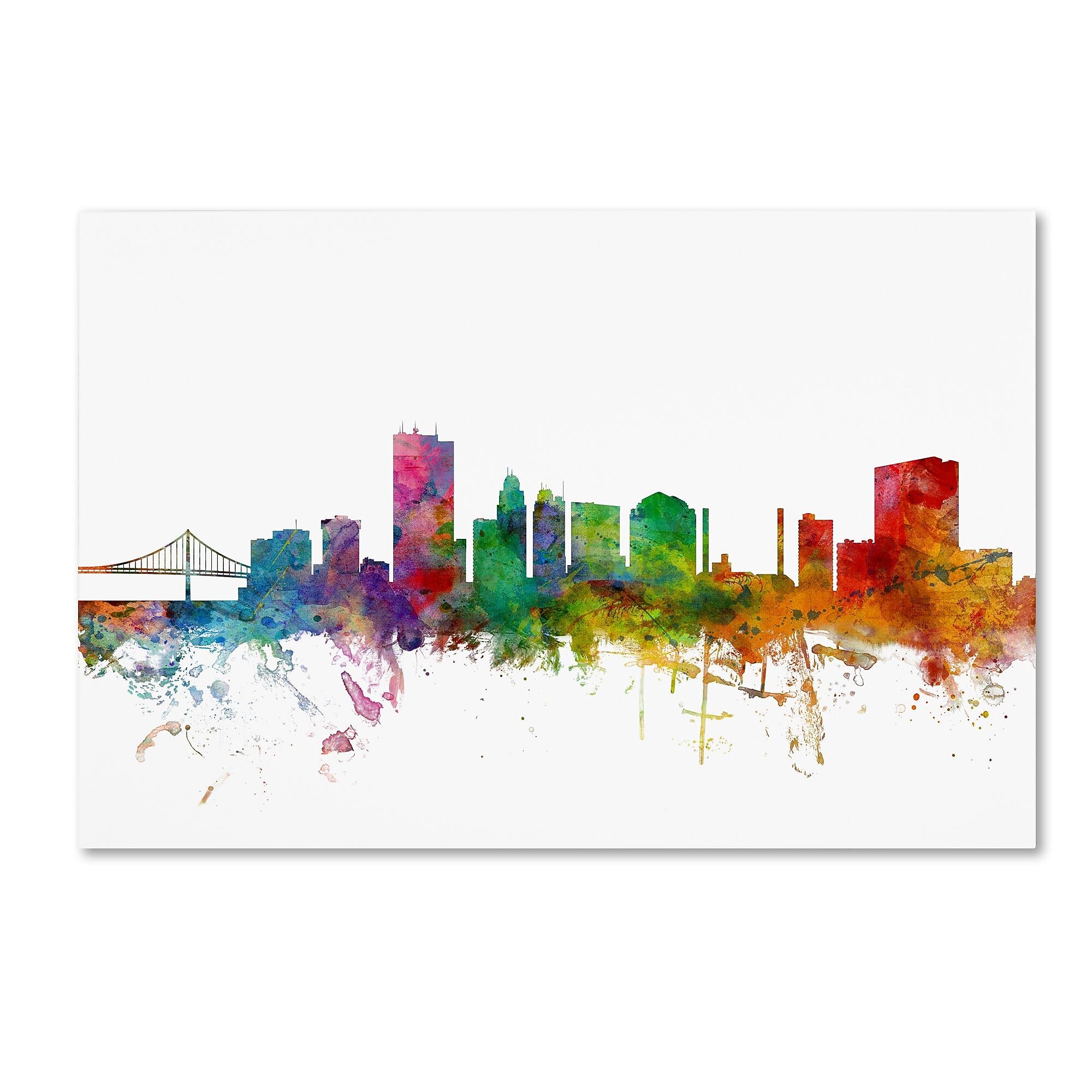 Trademark Fine Art ''Toledo Ohio Skyline'' by Michael Tompsett 22" x 32" Canvas Art (MT0564-C2232GG)