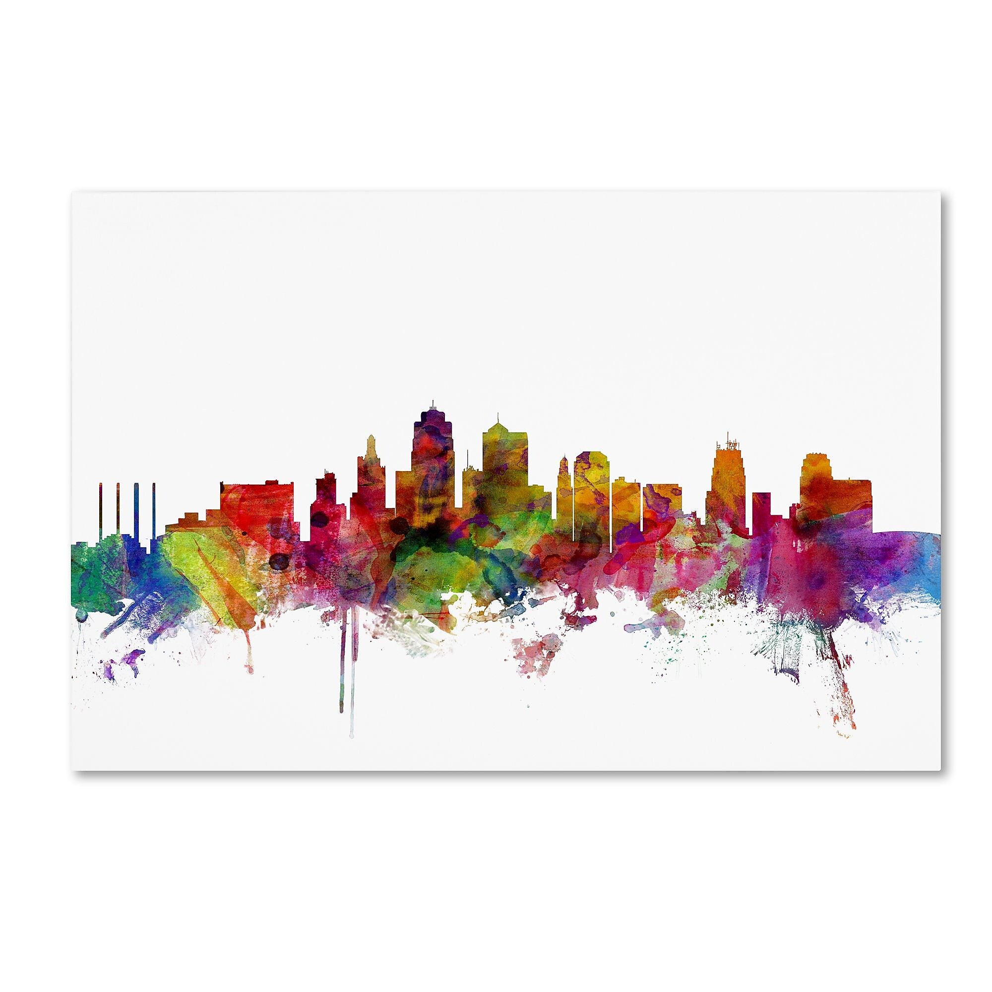 Trademark Fine Art ''Kansas City Skyline'' by Michael Tompsett 16" x 24" Canvas Art (MT0567-C1624GG)