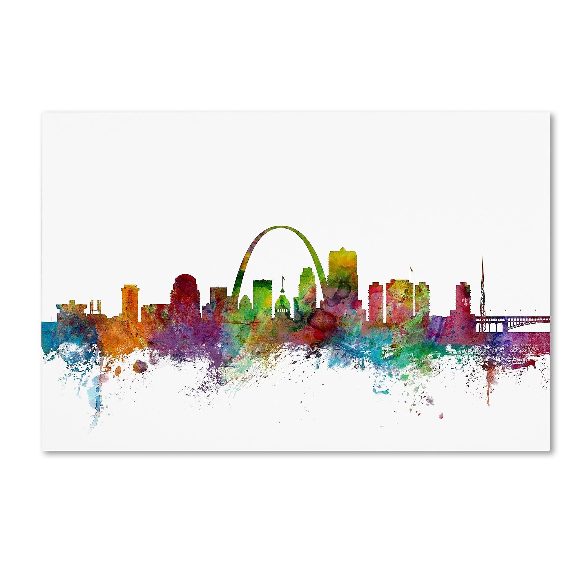 Trademark Fine Art ''St. Louis Missouri Skyline'' by Michael Tompsett 16" x 24" Canvas Art (MT0568-C1624GG)