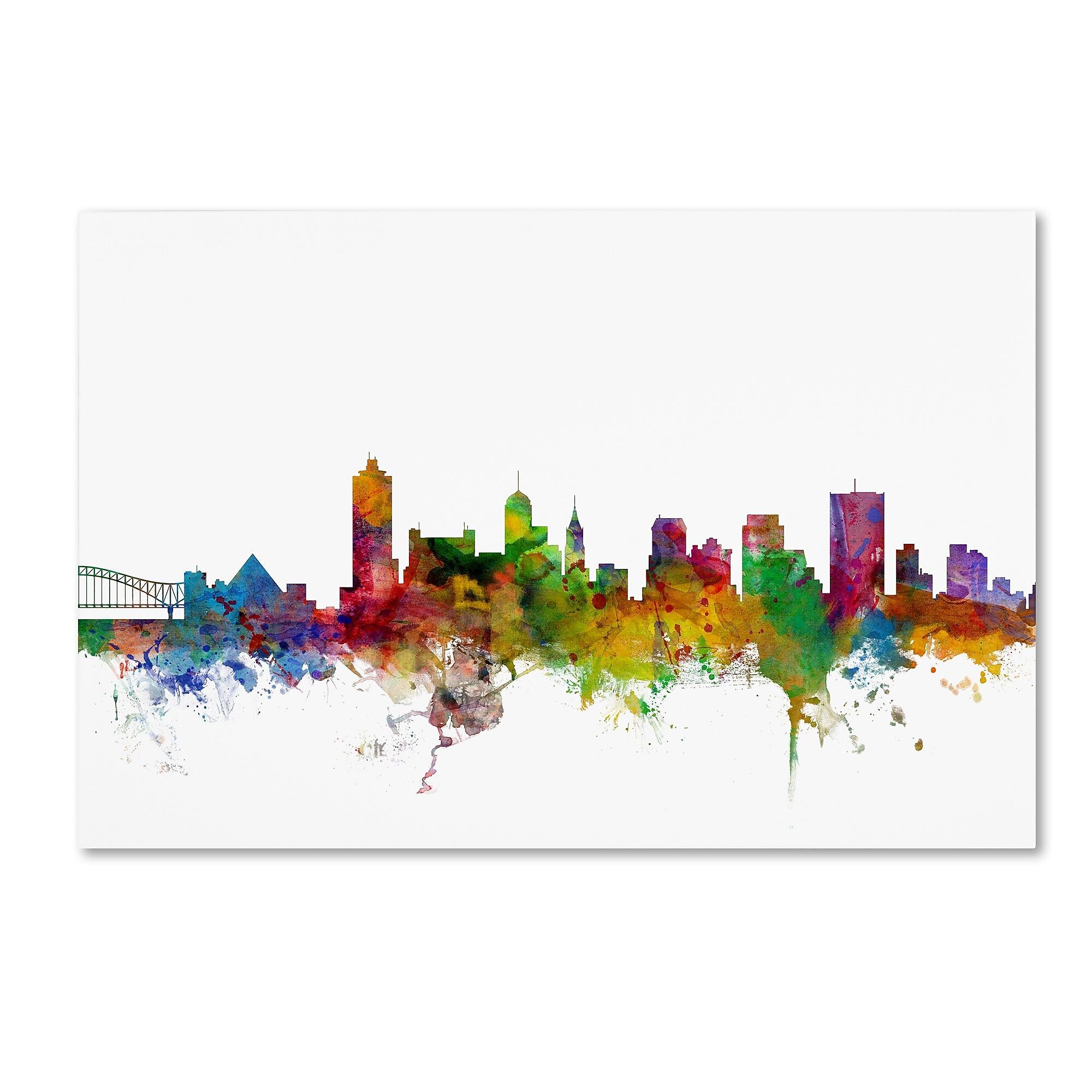 Trademark Fine Art ''Memphis Tennessee Skyline'' by Michael Tompsett 16" x 24" Canvas Art (MT0569-C1624GG)