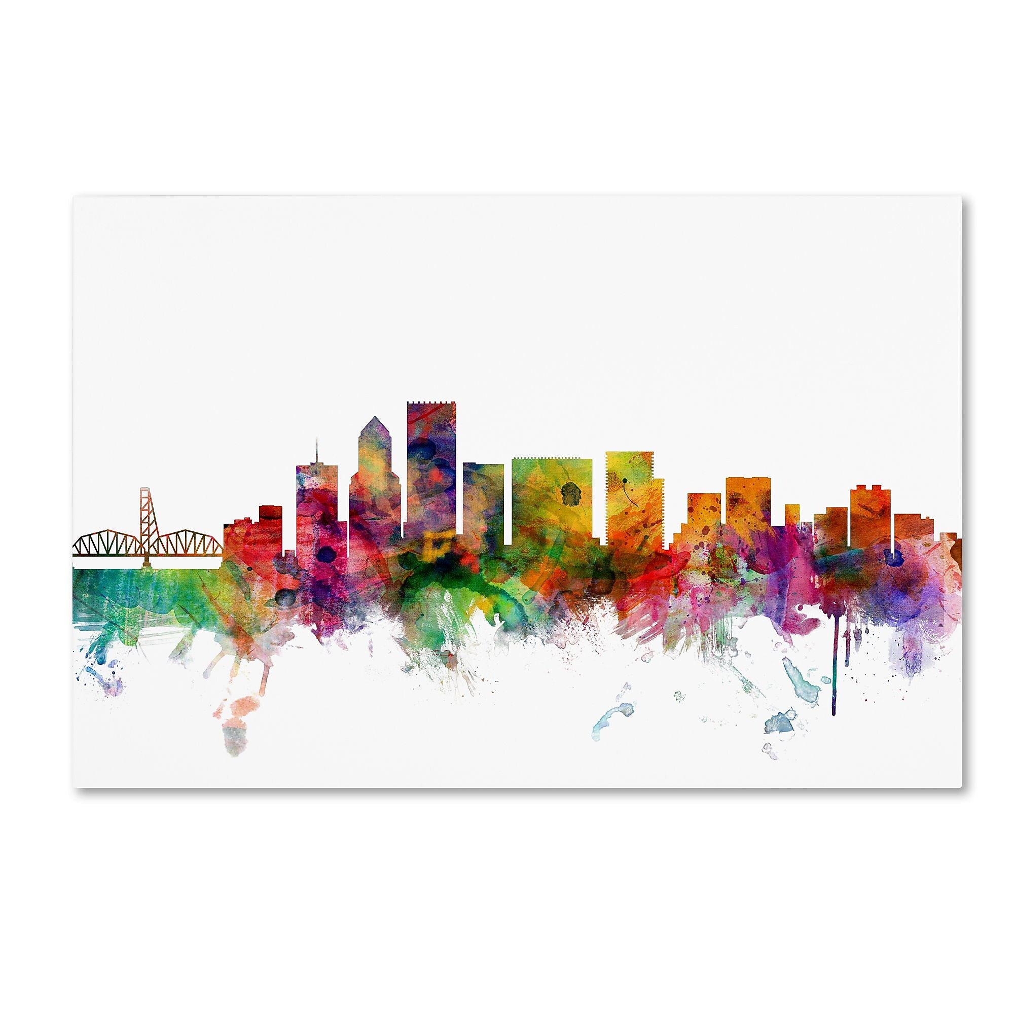 Trademark Fine Art ''Portland Oregon Skyline'' by Michael Tompsett 16" x 24" Canvas Art (MT0570-C1624GG)