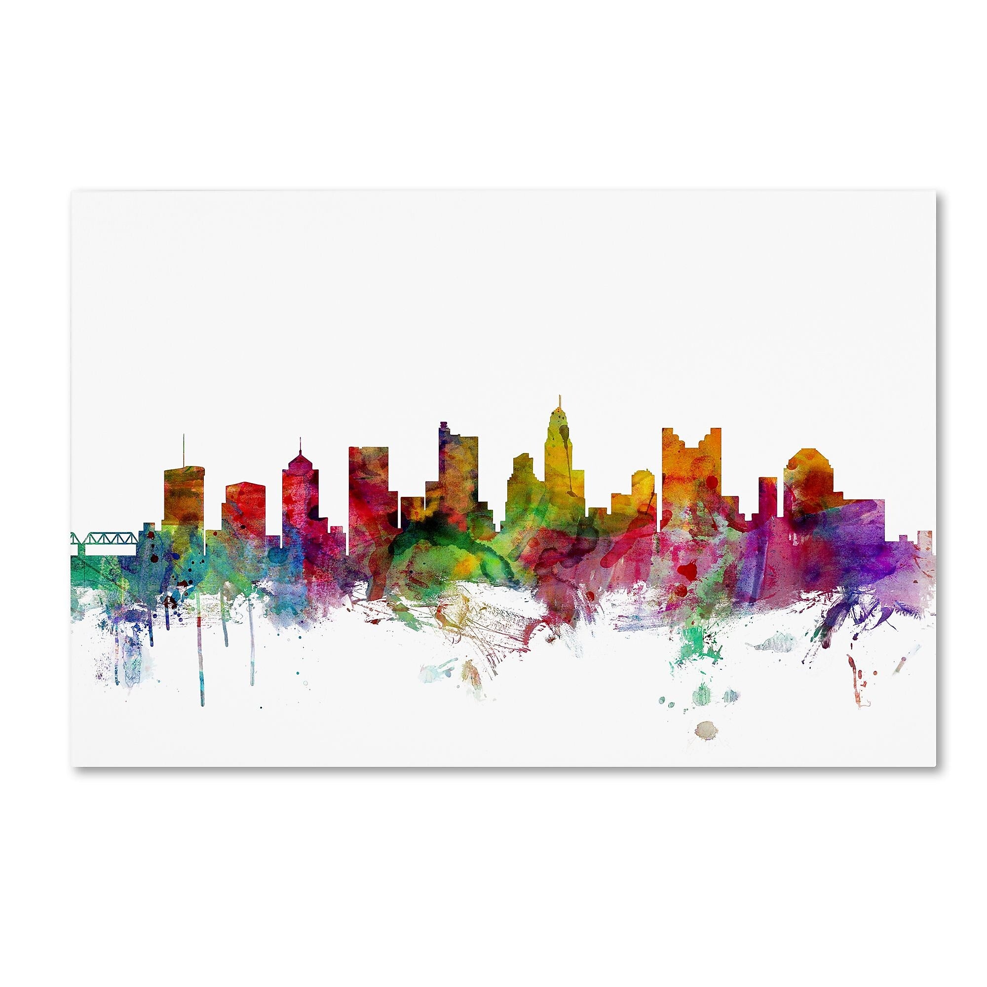 Trademark Fine Art ''Columbus Ohio Skyline'' by Michael Tompsett 16" x 24" Canvas Art (MT0572-C1624GG)