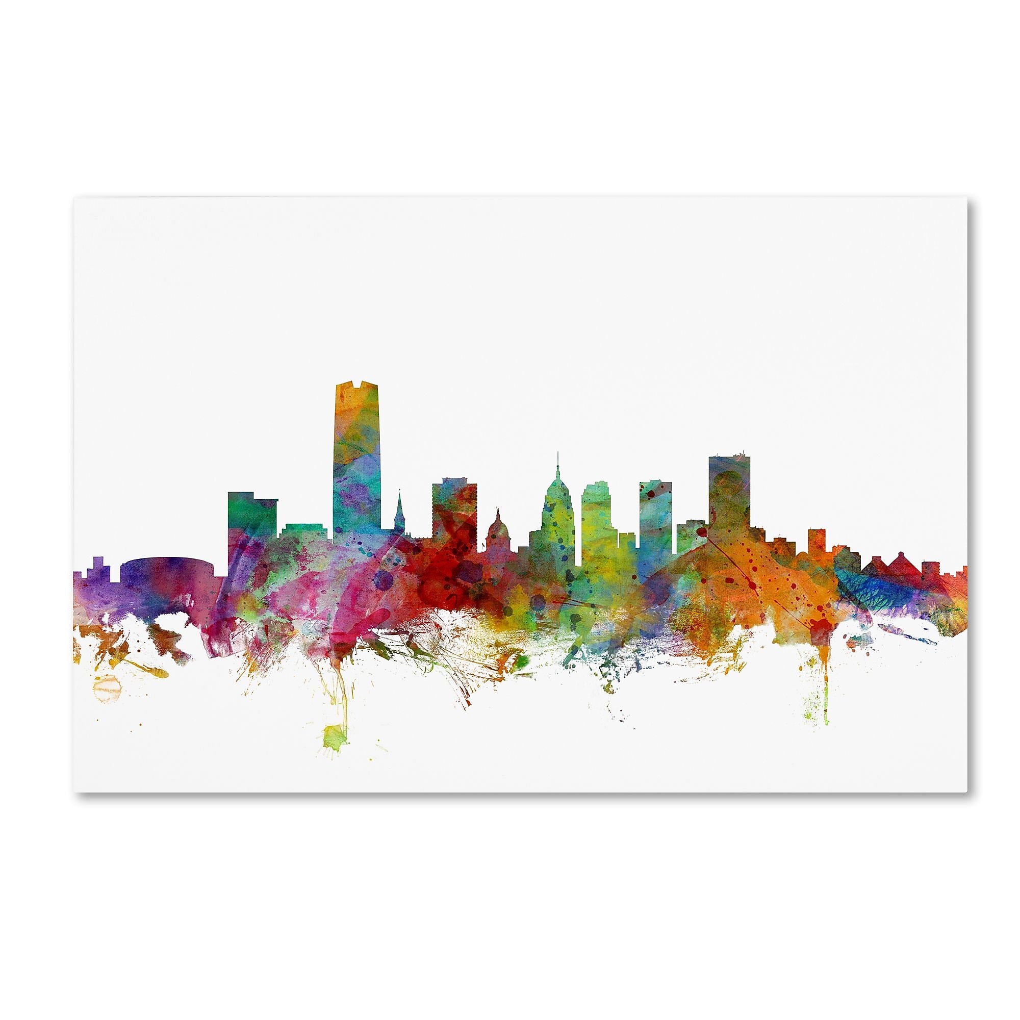 Trademark Fine Art ''Oklahoma City Skyline'' by Michael Tompsett 16" x 24" Canvas Art (MT0574-C1624GG)