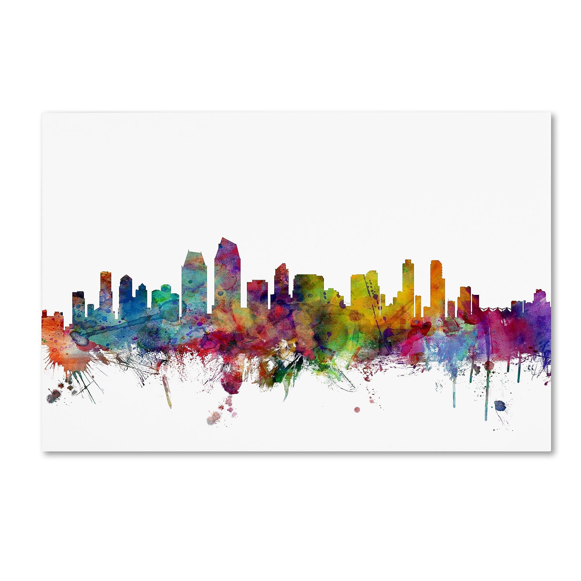 Trademark Fine Art ''San Diego California Skyline'' by Michael Tompsett 16" x 24" Canvas Art (MT0575-C1624GG)
