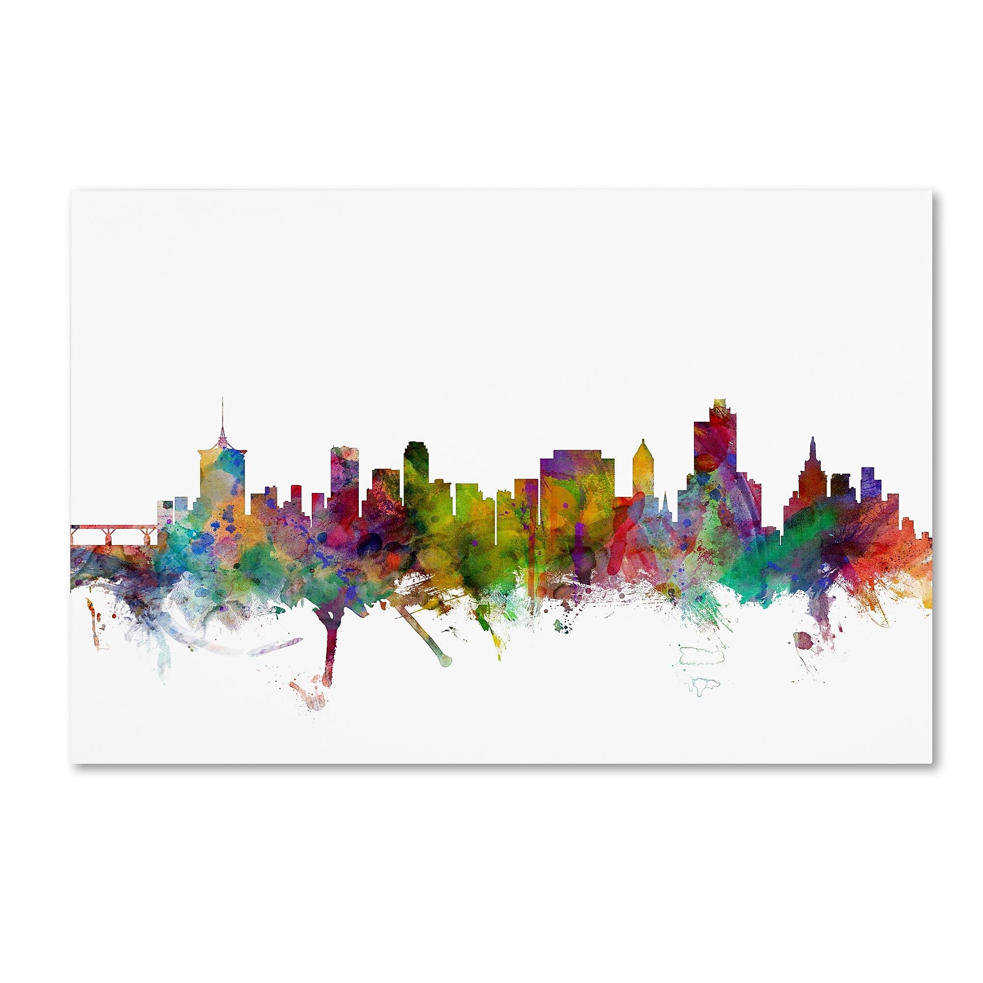 Trademark Fine Art ''Tulsa Oklahoma Skyline'' by Michael Tompsett 16" x 24" Canvas Art (MT0576-C1624GG)